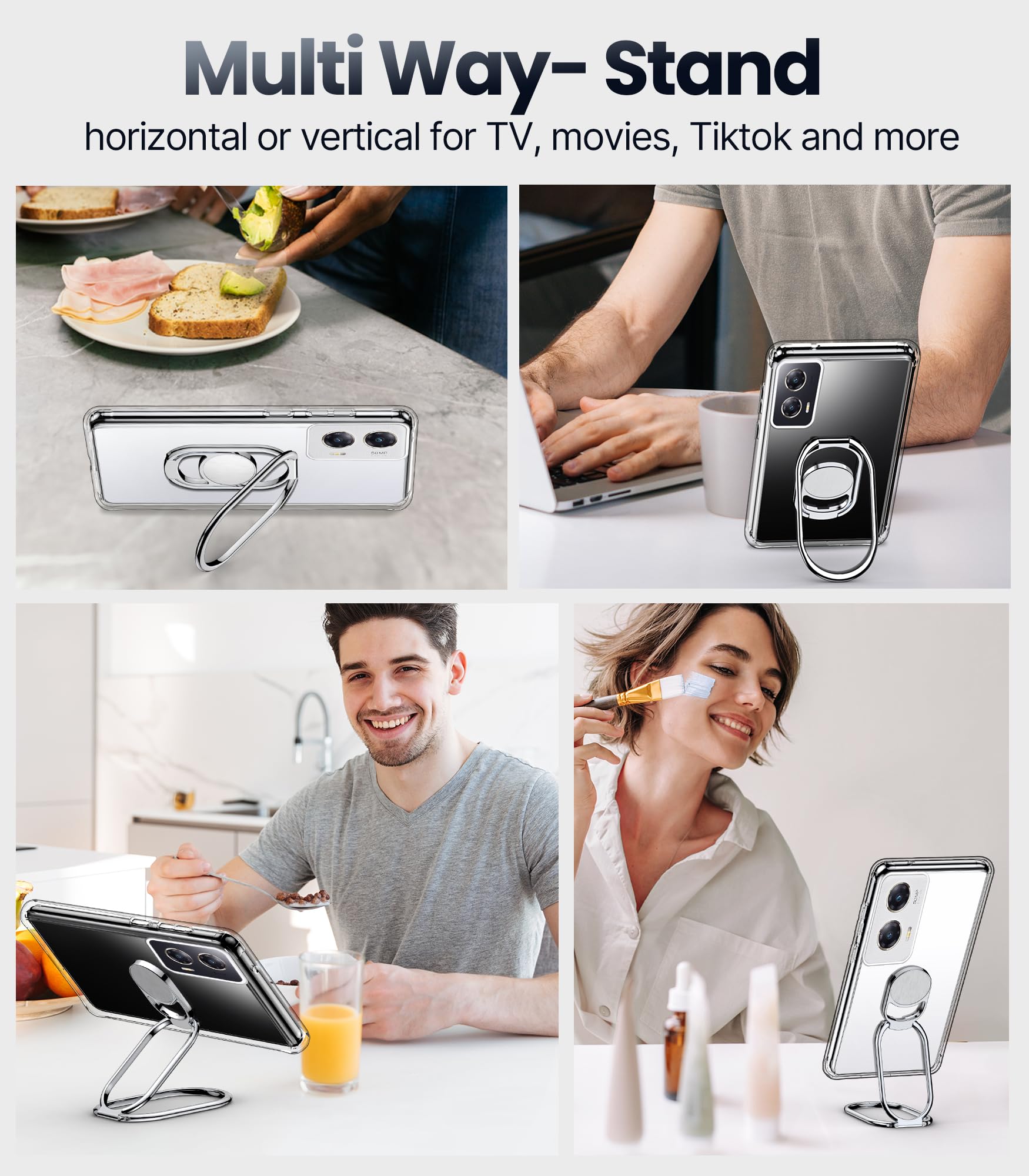 Shields Up For Moto G Stylus 5G 2024 Case With Stand, Phone Case Clear With Double Ring Holder [Adjustable & Foldable] Shockproo