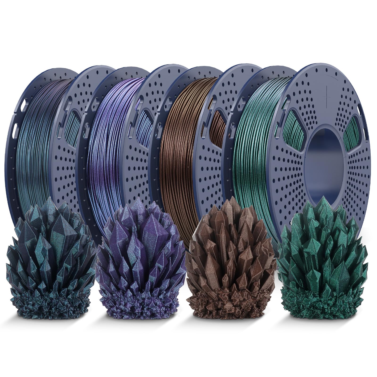 JAYO Galaxy PLA 3D Printer Filament 1.75mm, Glitter Sparkle PLA Colorful Twinkling, 250g Spool, 4 Rolls, 1kg, Galaxy Green, Blac