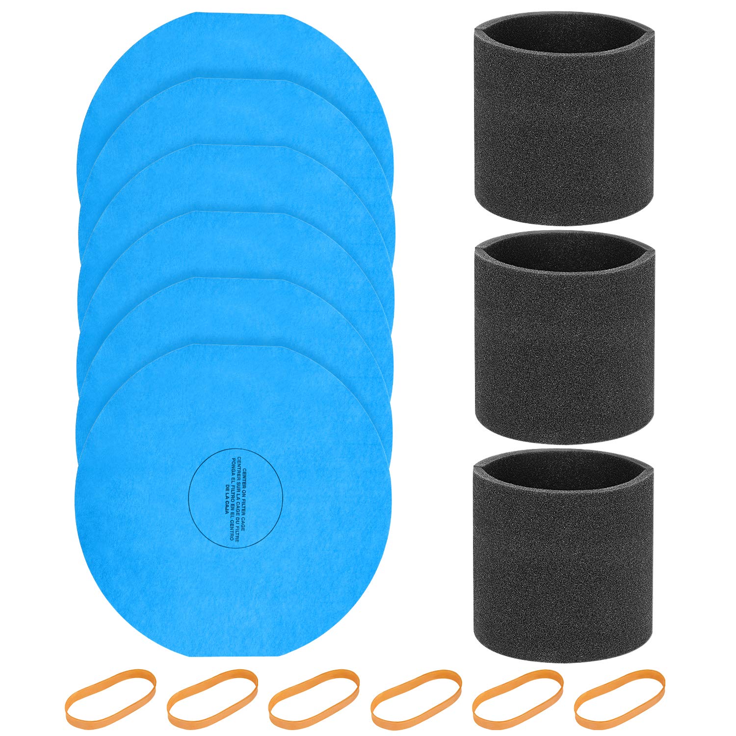 3 Pack 90585 Foam Sleeve Filter Replacements For Shop Vac Including 6 Dry Filters And 6 Mounting Band   Compatible With Shop Vac