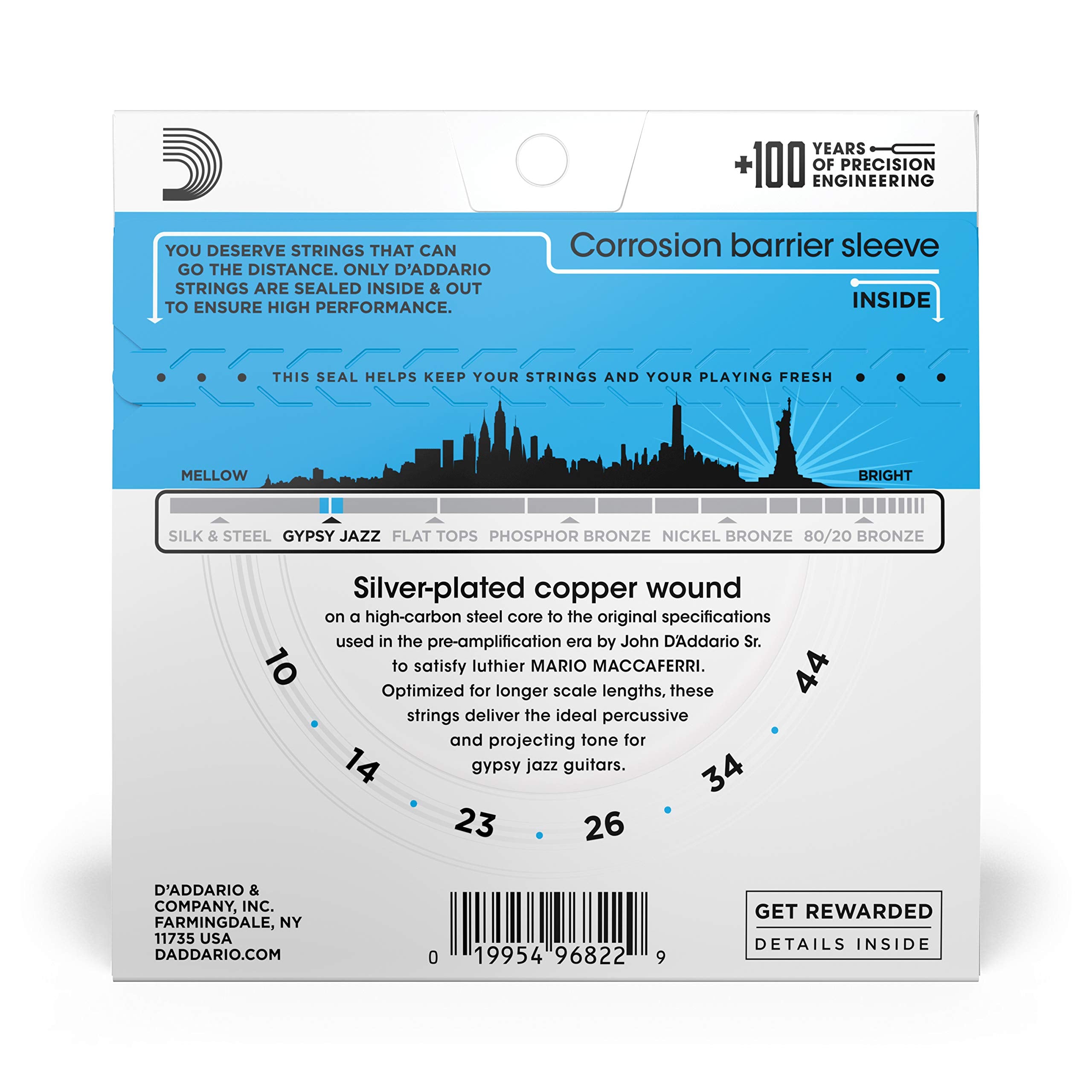 Daddario Gypsy Jazz Acoustic Guitar Strings - Ej84L - Loop End - Light, 10-44