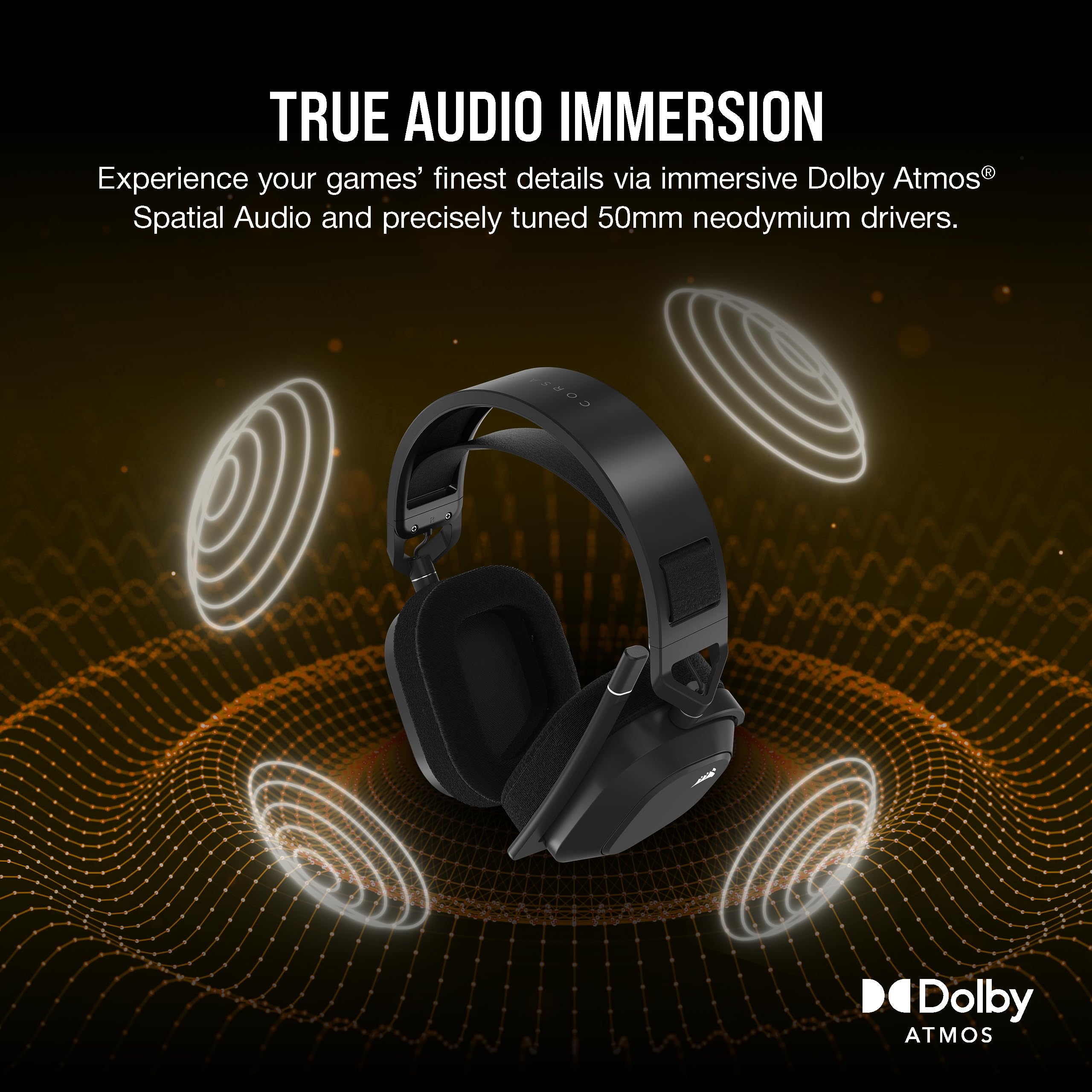 Corsair Hs80 Max Wireless Multiplatform Gaming Headset With Bluetooth - Dolby Atmos - Broadcast Quality Microphone - Icue Compat