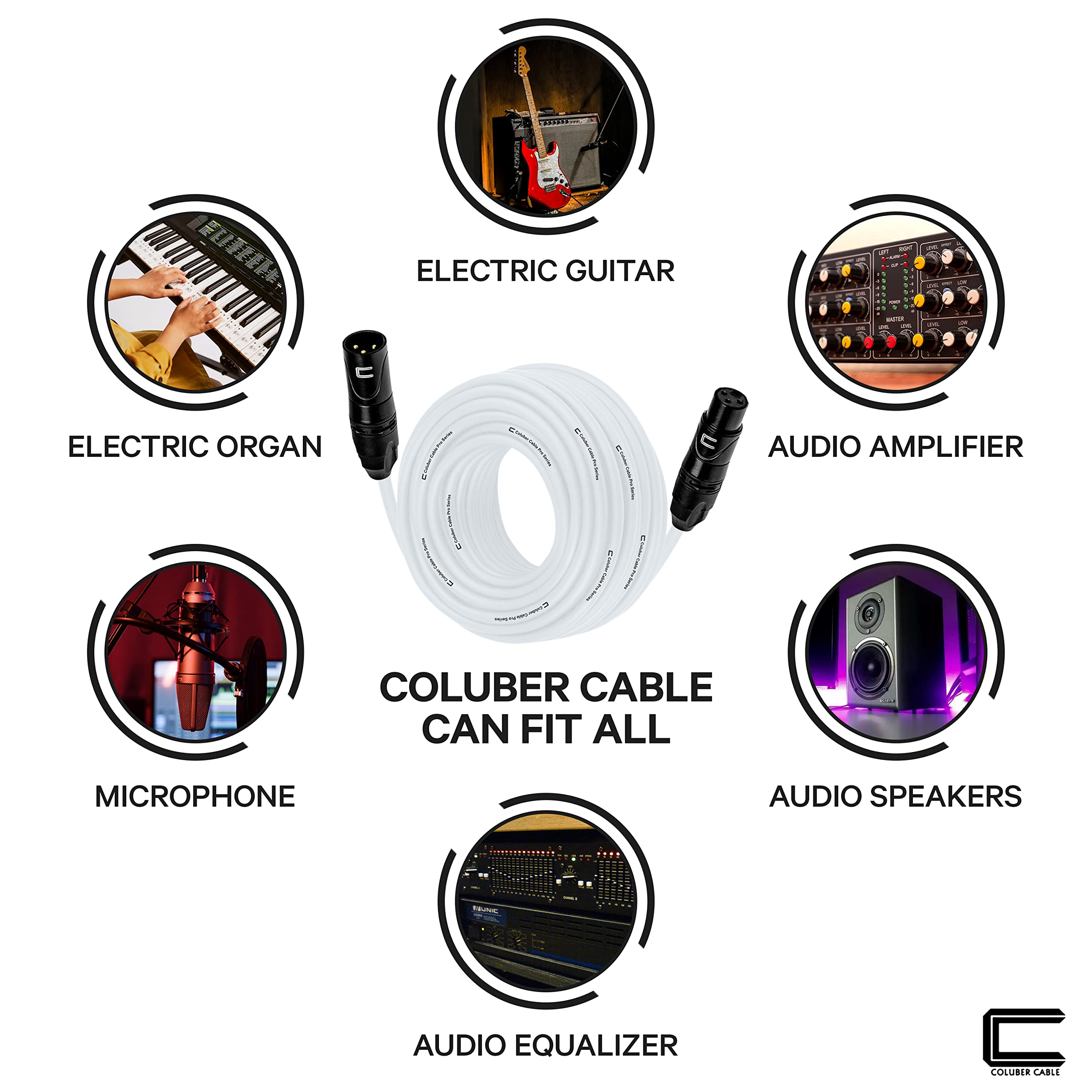 Balanced Xlr Cable Male To Female   25 Feet White   Pro 3 Pin Microphone Connector For Powered Speakers, Audio Interface Or Mixe