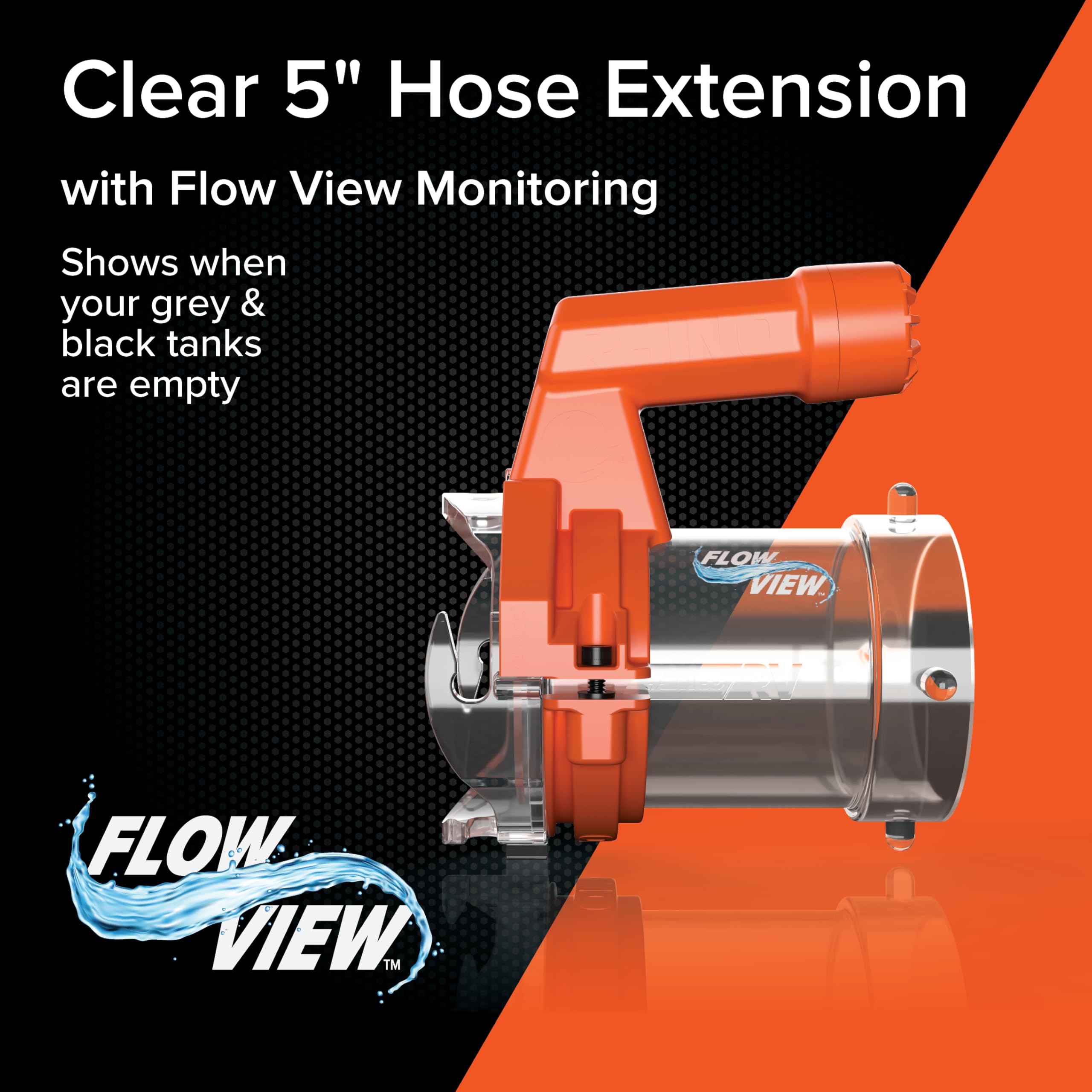 Camco Rhino Rv Sewer Hose Extender Pro - 5'' Sewer Hose Extension - Torque-Grip Handle With Built-In Led Flashlight - The Easies,WBAUVB0DZ73J2DZ