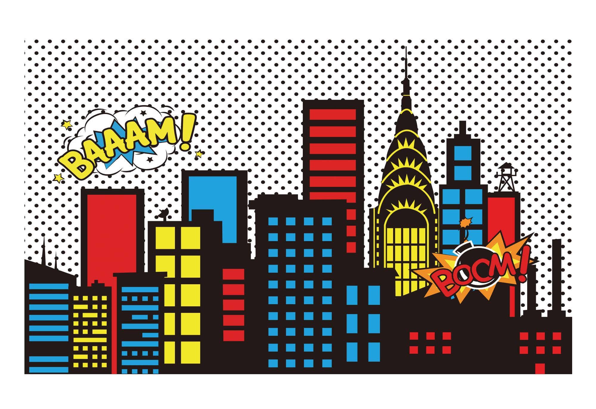 Allenjoy Superhero Themed Backdrops Super City Skyline Buildings Children Birthday Supplies Favors Decorations Photography Party
