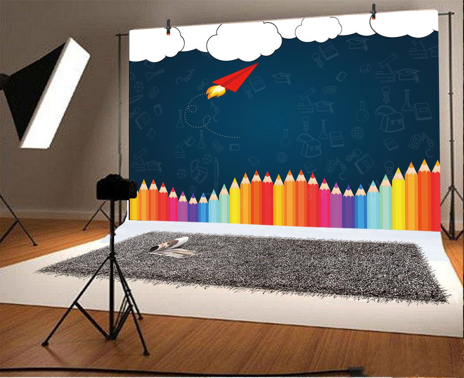 Leyiyi 7X5Ft Welcome Back To School Photography Background Old Classroom Chalk Board Blackboard Colored Pens Back Season Grunge