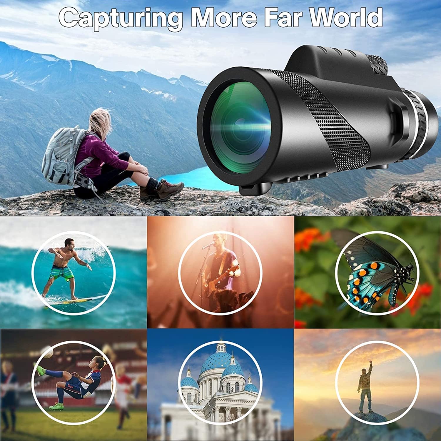 Meonddizio 80X100 Monocular Telescope High Power With Smartphone Holder & Tripod, High Definition Larger Vision Monocular For Ad