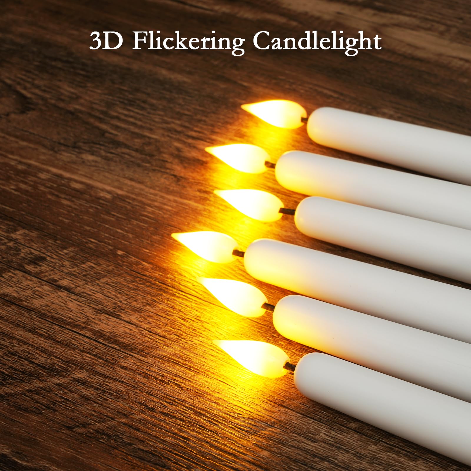 Homemory 11 Inches White Led Taper Candles, 24 Pcs Flameless Taper Candles With Remote Timer Dimmer, Plastic Battery Operated Ca