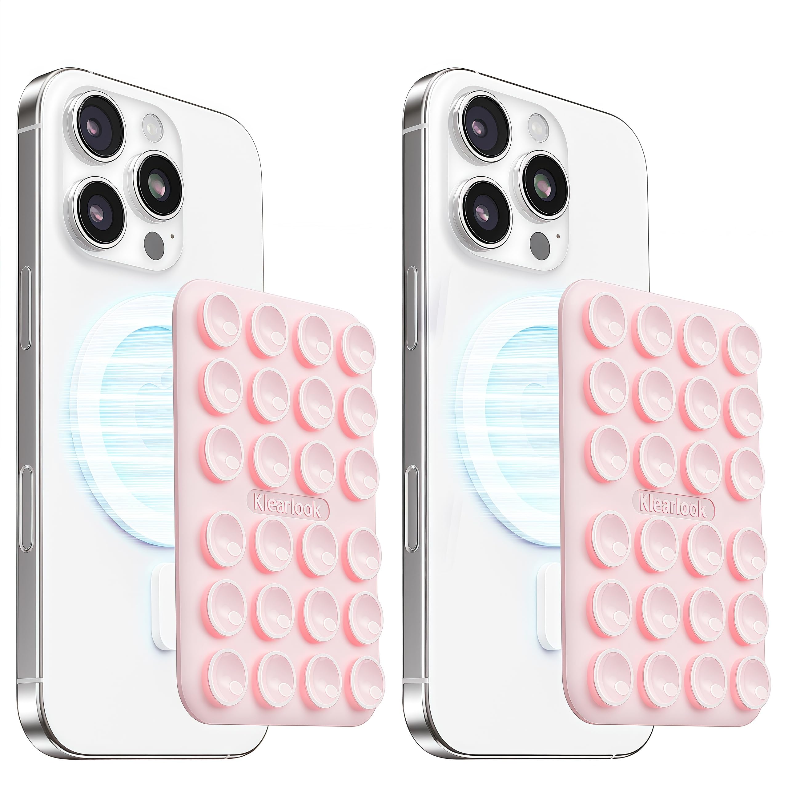 Klearlook 2Pack Magnetic Suction Phone Mount For Magsafe Case, Sticky Phone Grip Holder For Iphone, Removable Hands-Free Selfie/