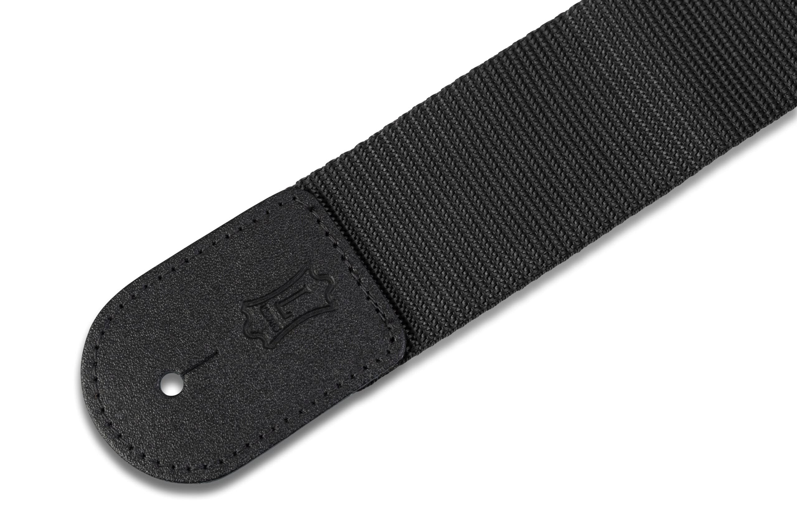 Levys Leathers 2 Polypropylene Guitar Strap With Genuine Leather Ends And Tri-Glide Adjustment; Black (M8Poly-Blk)
