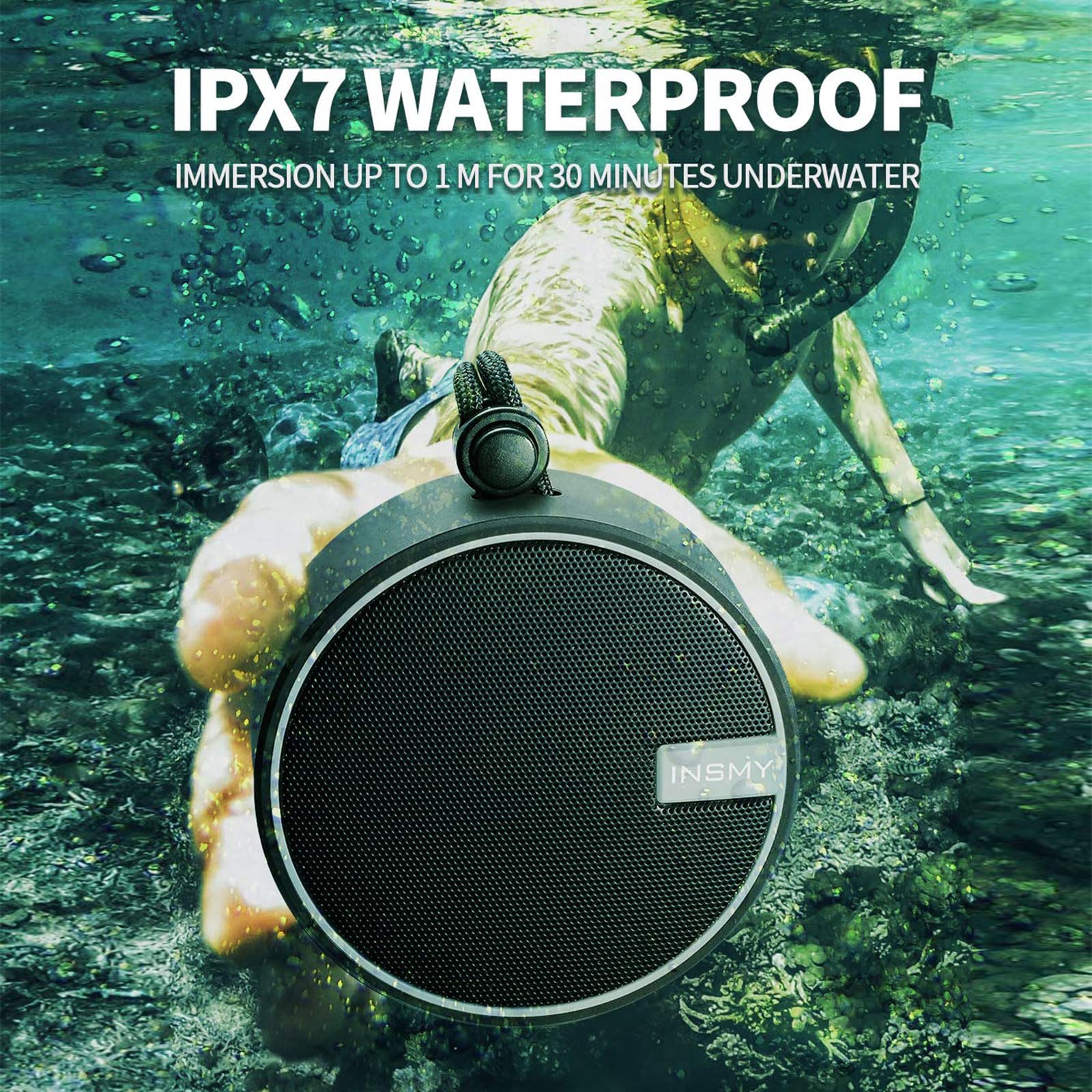 Insmy C12 Ipx7 Waterproof Shower Bluetooth Speaker, Portable Small Speaker, Speakers Bluetooth Wireless Loud Clear Sound Support