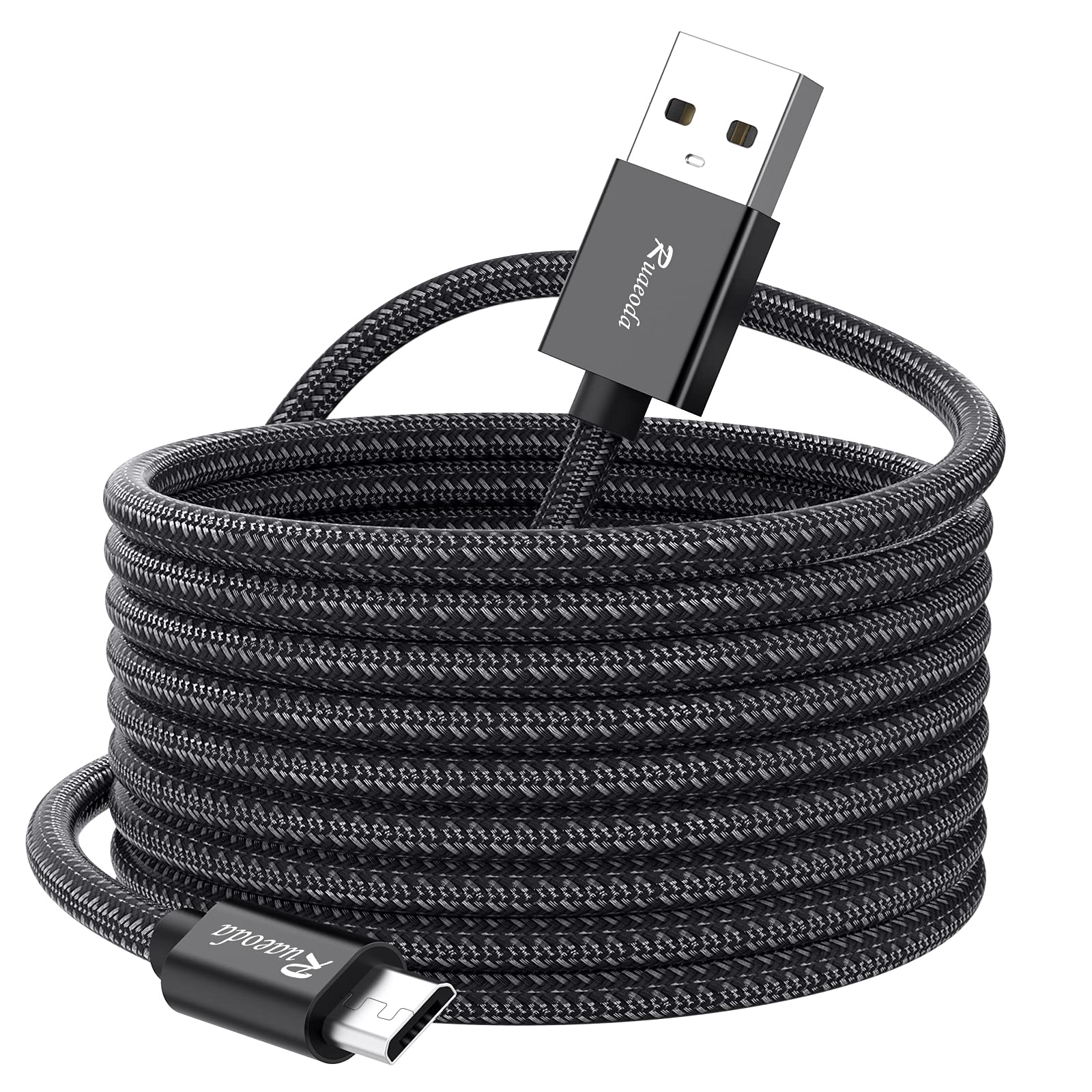 Ruaeoda Long Micro USB Cable Android Charger 25ft with Gold-Plated Compatible with PS4 Charger Cable - High Speed 2.0 USB A Male