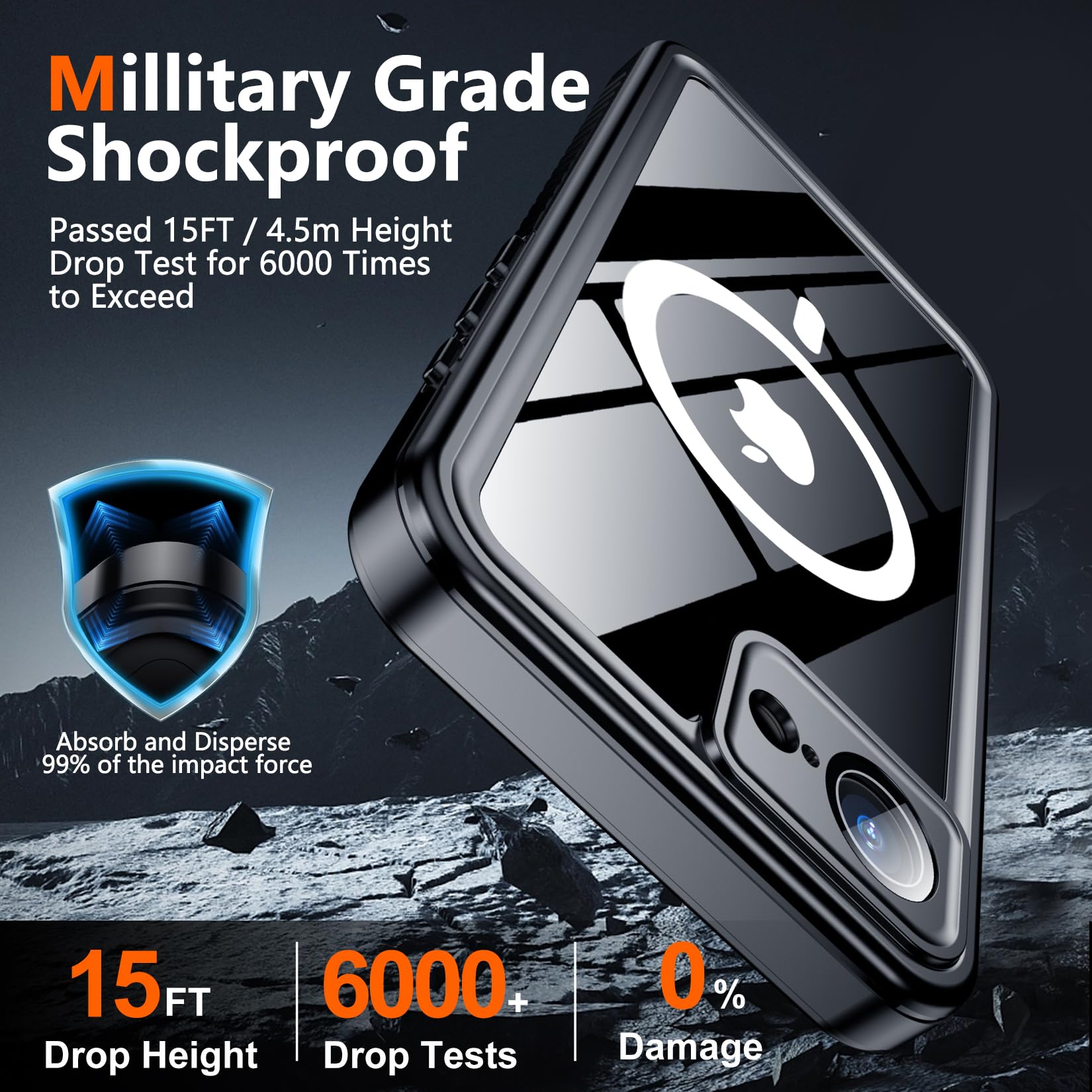 Spidercase Magnetic For Iphone 16E Case Waterproof,Built-In Screen & Camera Lens Protector[Ip68 Underwater] [Military Grade Shoc