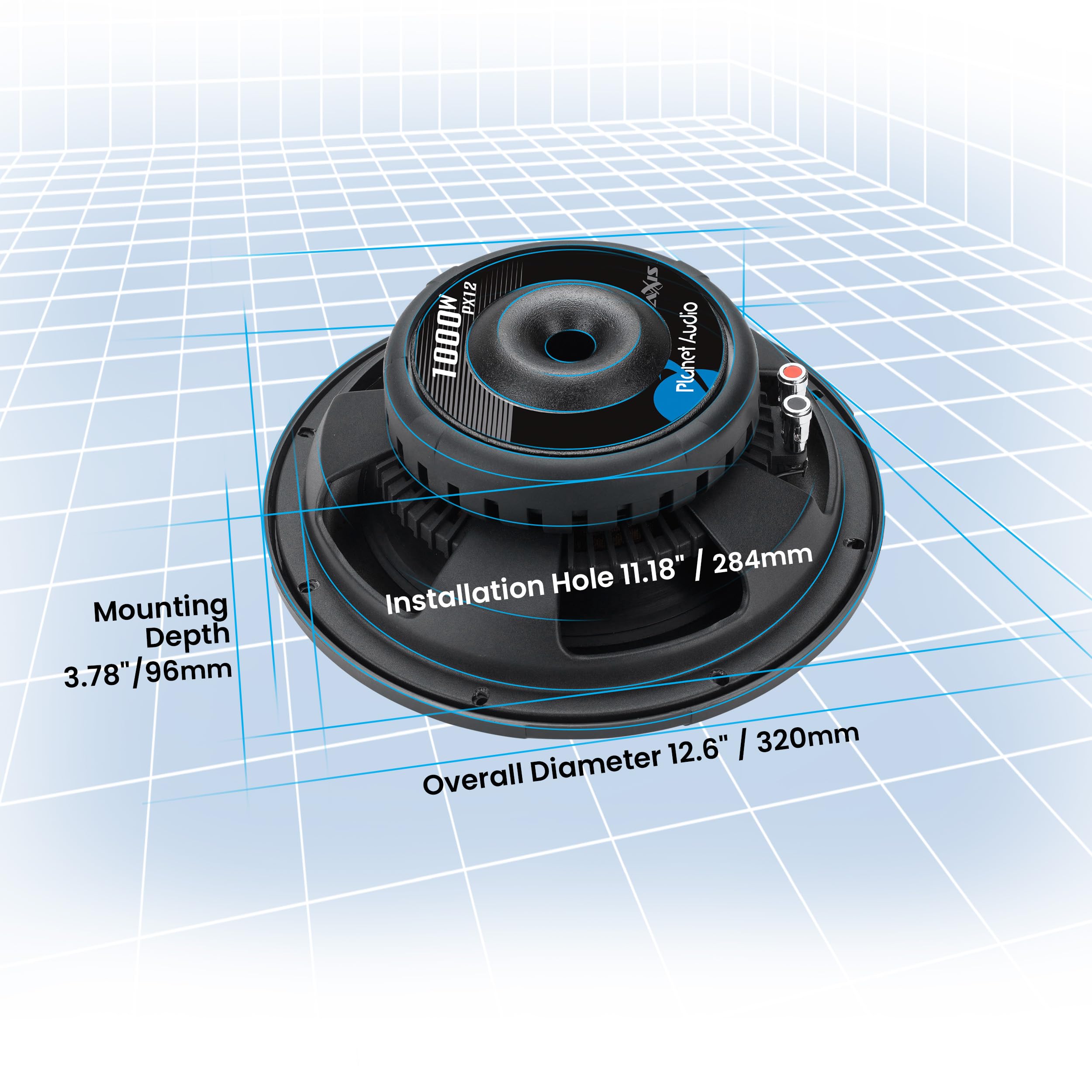 Planet Audio PX12 Axis Series 12 Inch Car Subwoofer 1000W Max Single 4 Ohm Poly-injection Rubber