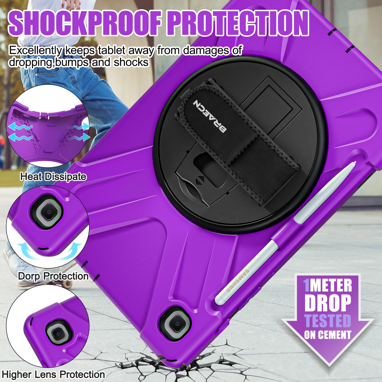 Braecnstock For Samsung Galaxy Tab S6 Lite Case 10.4 Inch 2024/2022/2020 (Sm P620/P610/P619) Shockproof Protective Kids Cover Wi