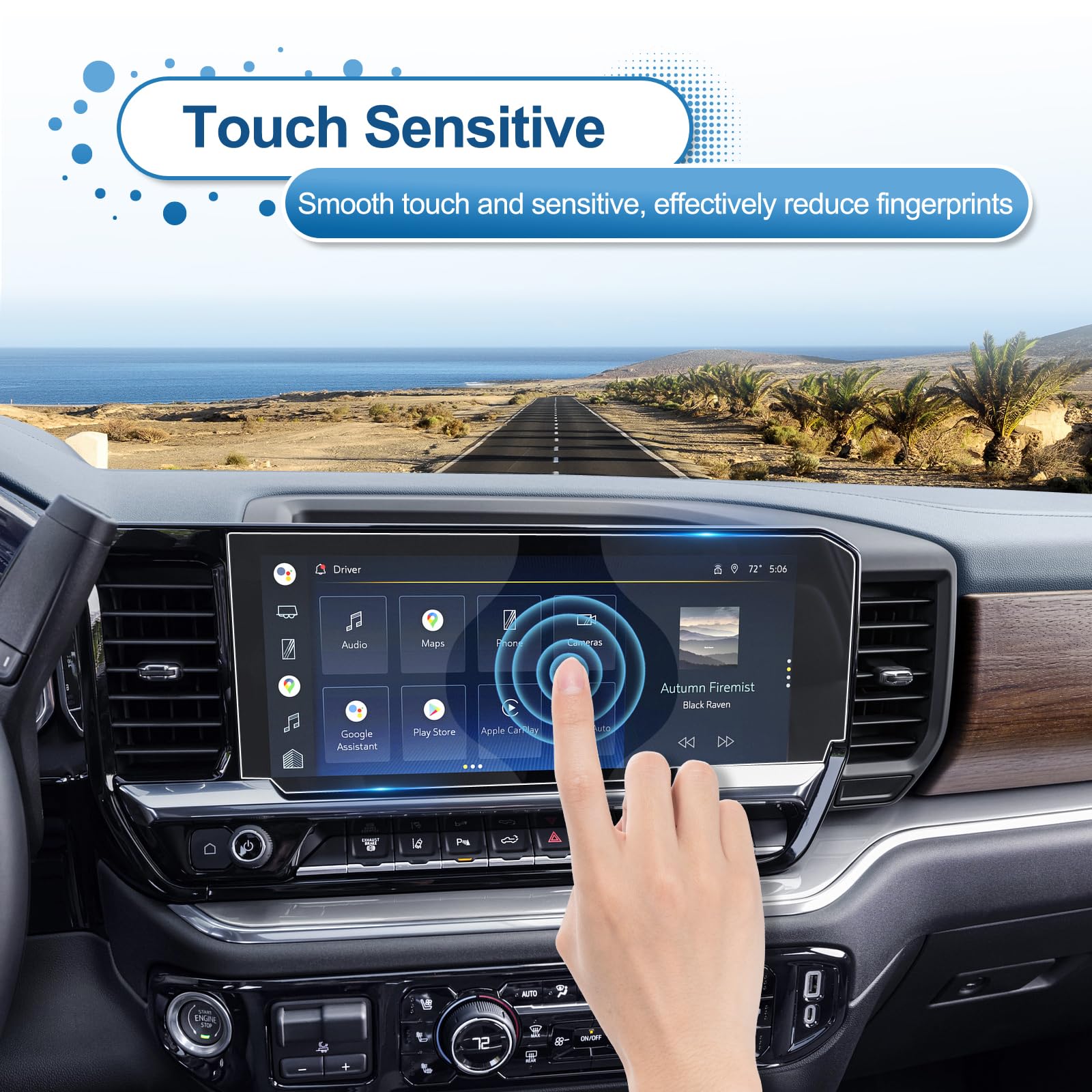 Coleya 2022 2023 2024 2025 Sierra 1500 Screen Protector For Gmc Sierra (Sle, Slt, Elevation) 13.4In Touch Screen, 9H Tempered Gl