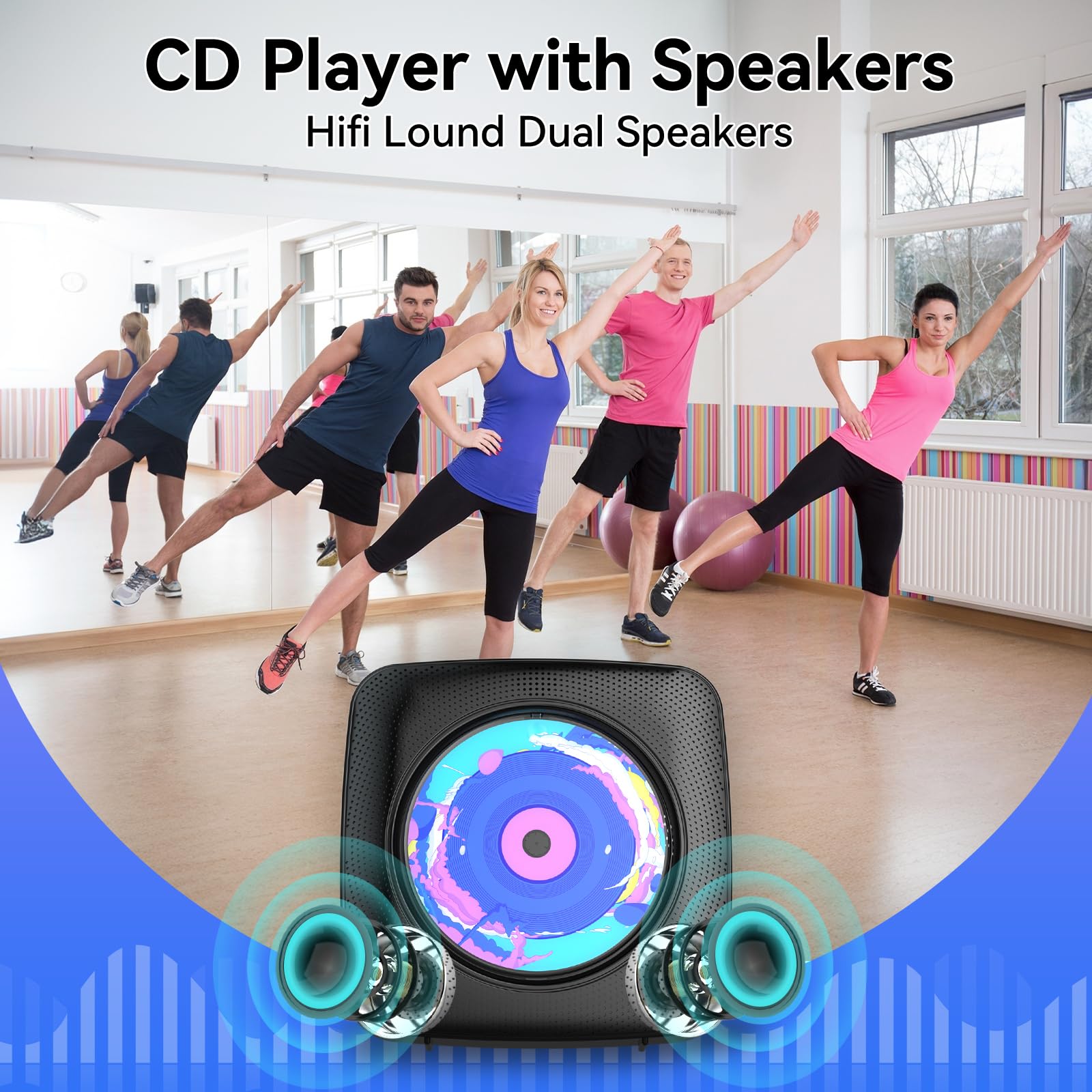 Cd Player Portable Bluetooth Rechargeable: Cd Players For Home With 1800Mah Kegaudio Desktop Wall Cd Player With Speakers Dust C