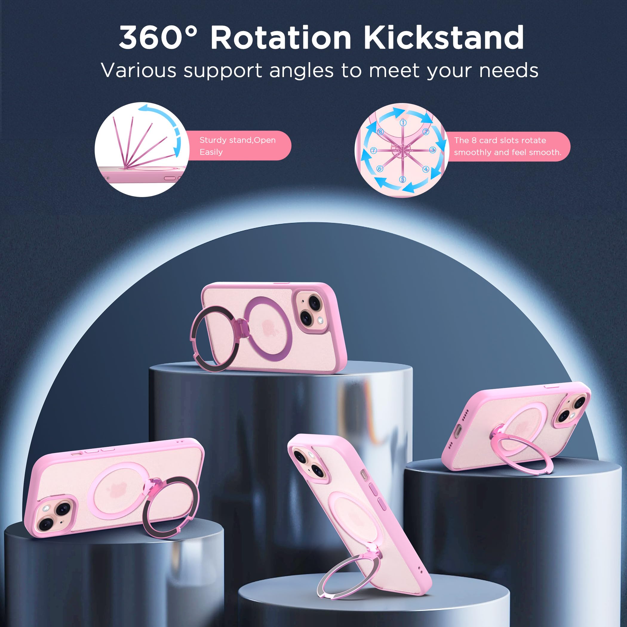 Cacoe Magnetic Case For Iphone 13/14 6.1 Inch With 360 Rotatable Ring Phone Stand,Compatible With Magsafe & Magnetic Car Phone M