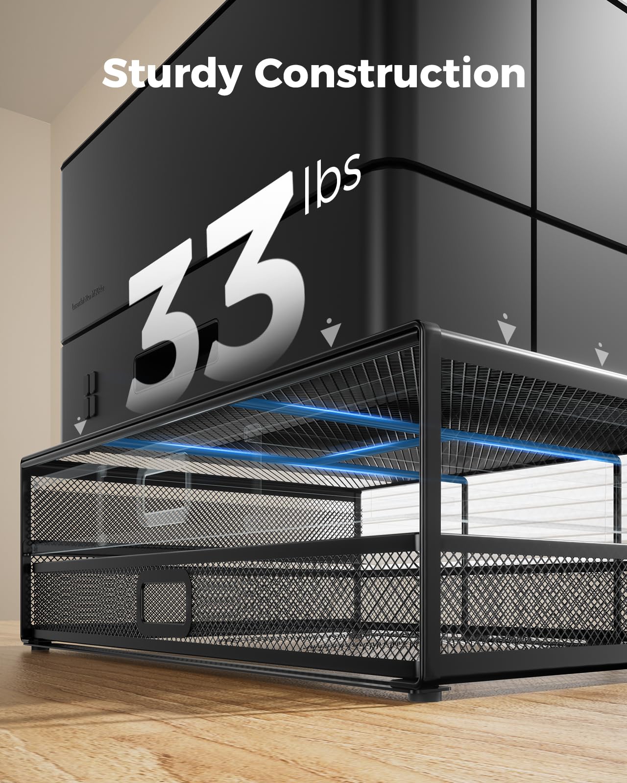 Huanuo 2 Tier Monitor Stand, Metal Monitor Riser With Drawer, Desk Organizer, Monitor Stand With Storage, Desktop Computer Stand For Pc, Laptop, Printer