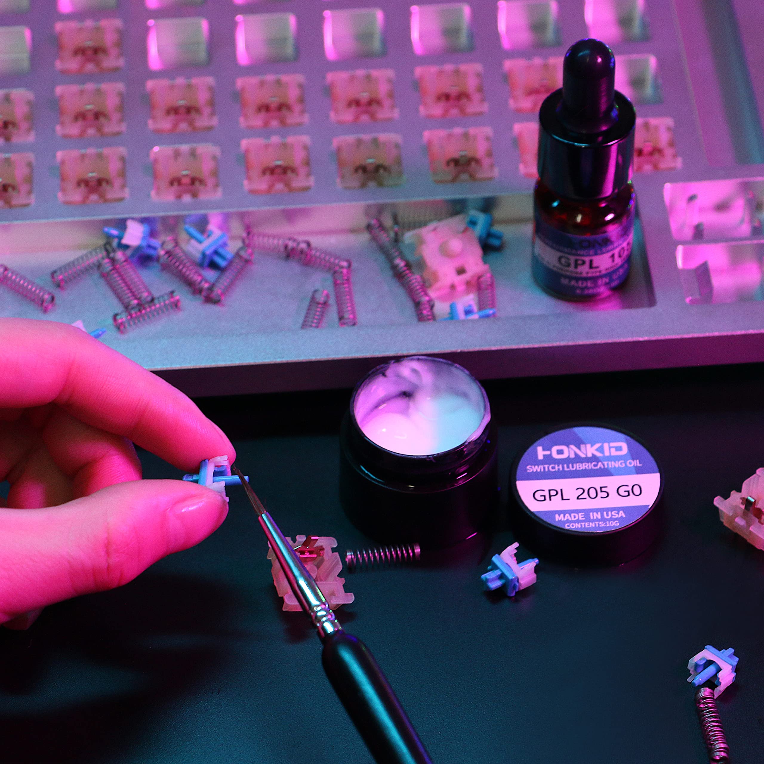 Honkid Keyboard Switch Lube Grease Oil With Gpl 205G0 0.35Oz And Gpl 105 0.35Oz For Mechanical Keyboard Switches And Springs