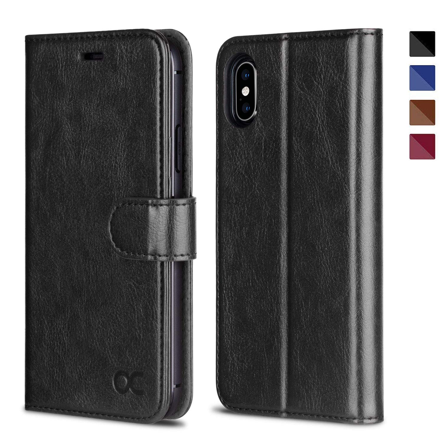 Ocase Iphone X Wallet Case, Iphone 10 Case [ Wireless Charging ] [ Card Slot ] [ Kickstand ] Leather Flip Wallet Phone Cover Com