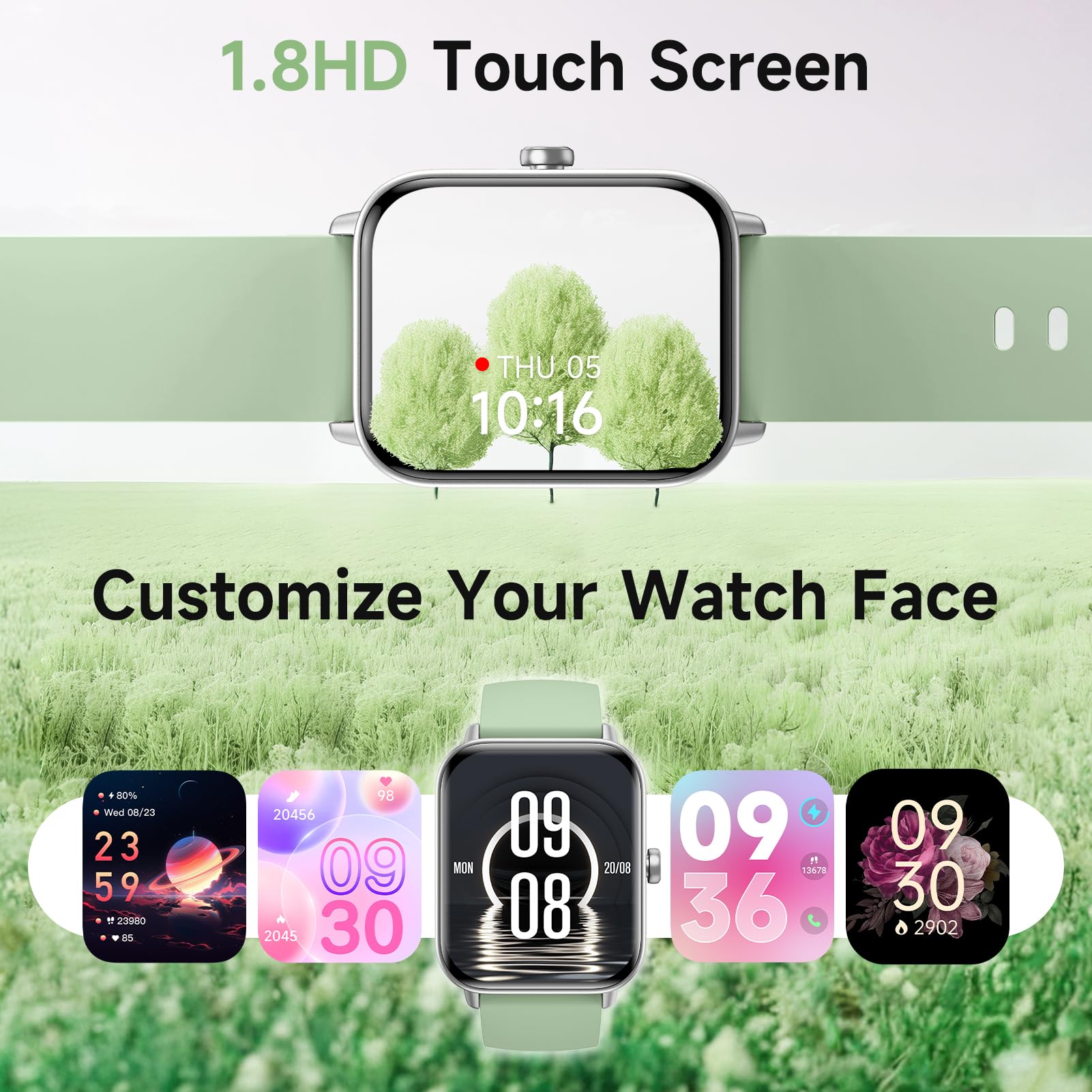 Hingso Smart Watches For Men Women Android & Iphone, Alexa Built-In, 1.85 '' Fitness Tracker With Answer/Make Calls, Ip68 Waterp