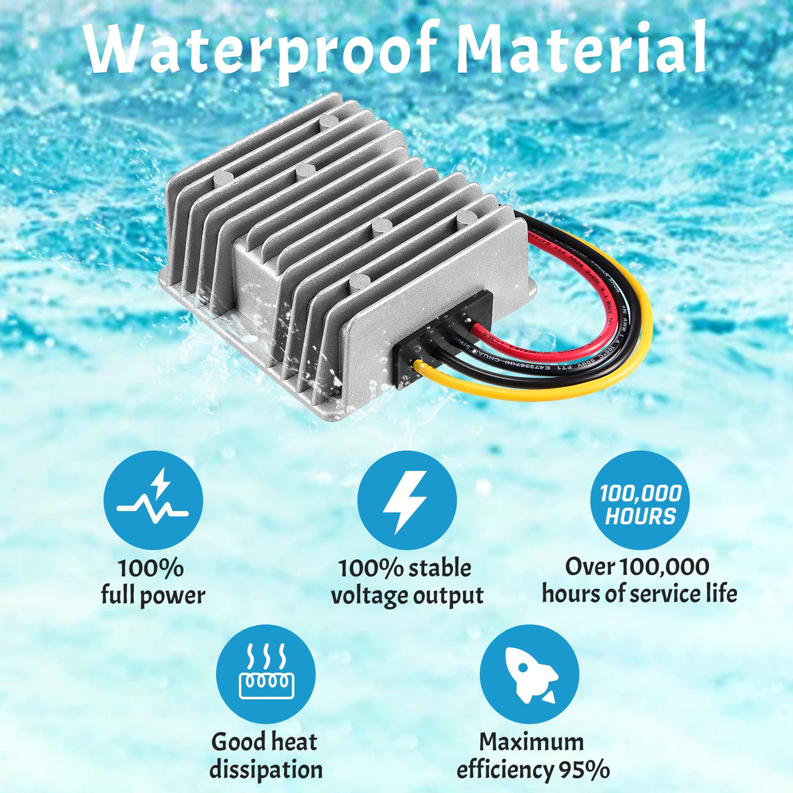 Kohree 24V To 12V Step Down Converter Regulator Reducer 20A 240W Golf Cart Dc/Dc Converter Regulator Reducer Waterproof For Club