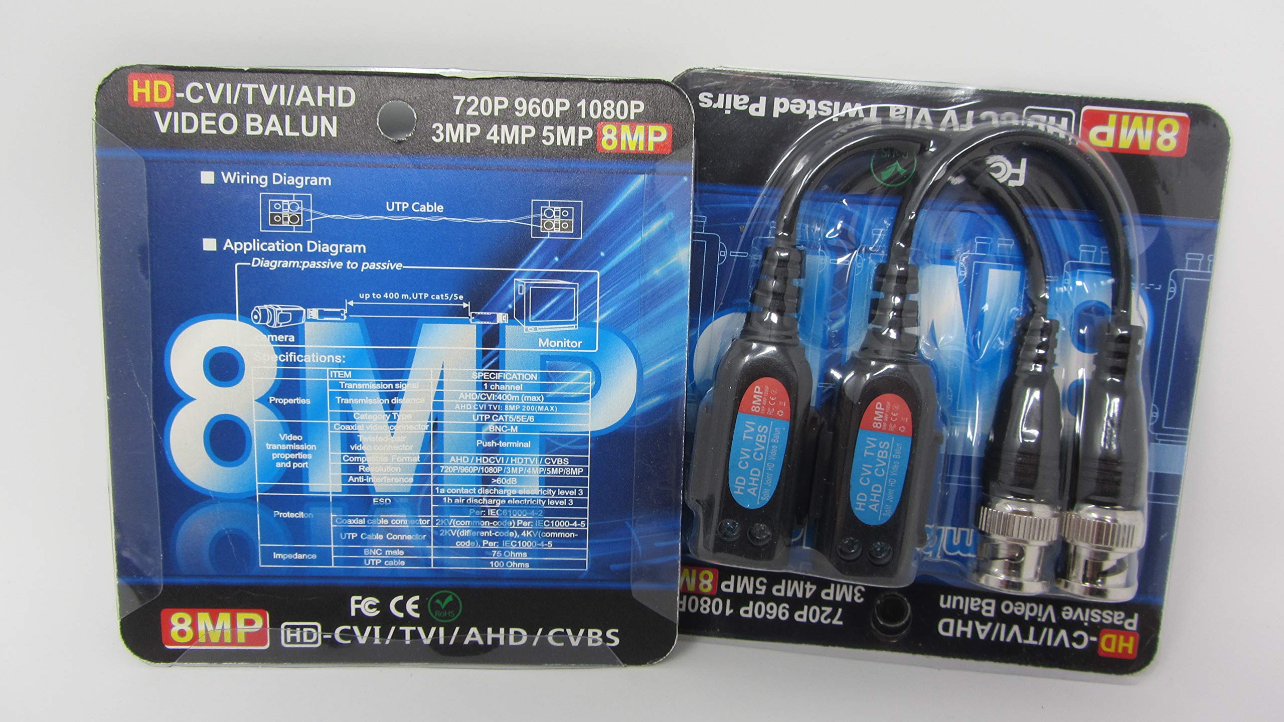 (12) Pieces Of 1 Channel Passive Cctv Camera Bnc Video Balun Transceiver For Security Camera System   Bnc To Utp Cat5 2000Ft Transmission. Saves 20% On Wire.