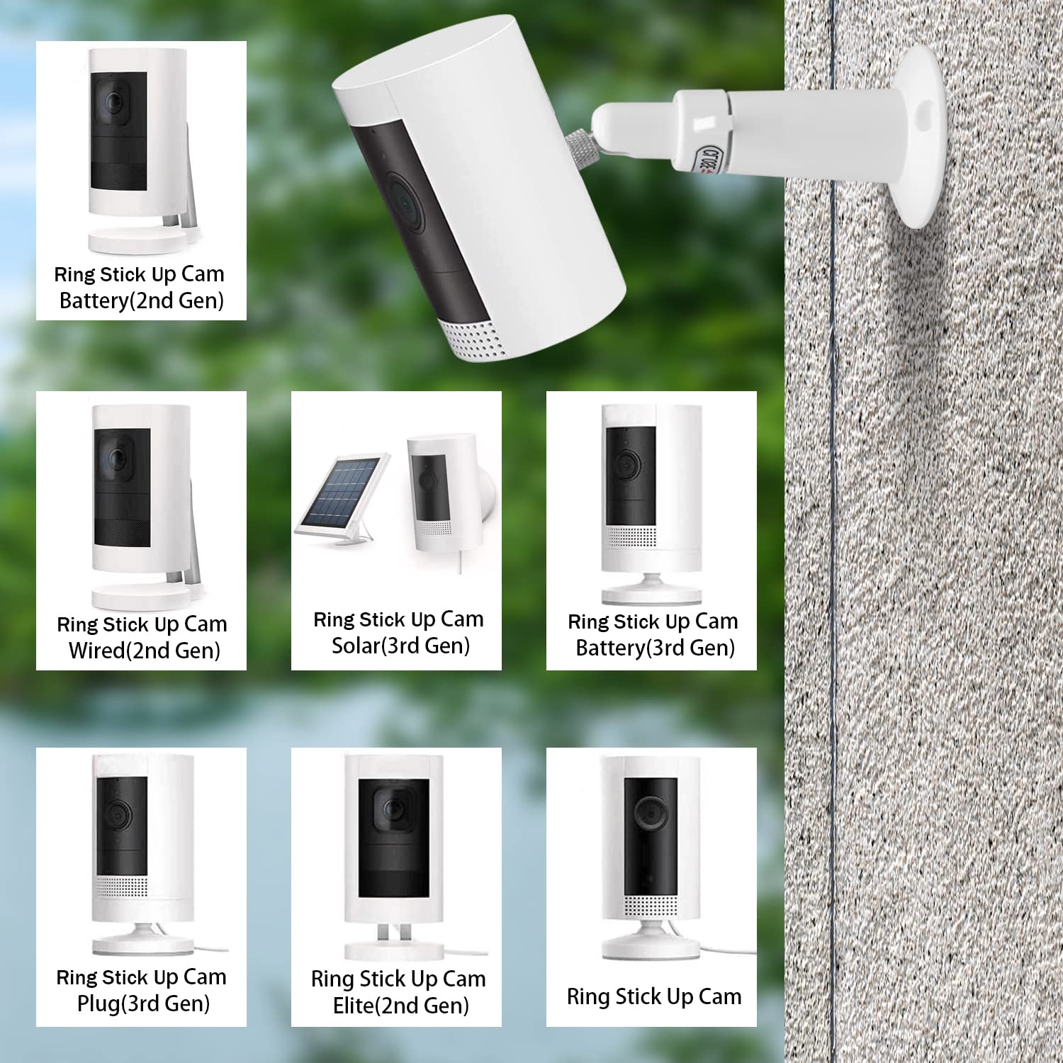 (Metal 2 Pack) 360 Degrees Adjustable Security Wall Mount For Ring Stick Up Cam/Ring Indoor Cam(1St Gen)/Wyze Cam/Eufy Cam/Arlo Cameras, Fits All Cameras With Standard 1/4 Threaded Holes White