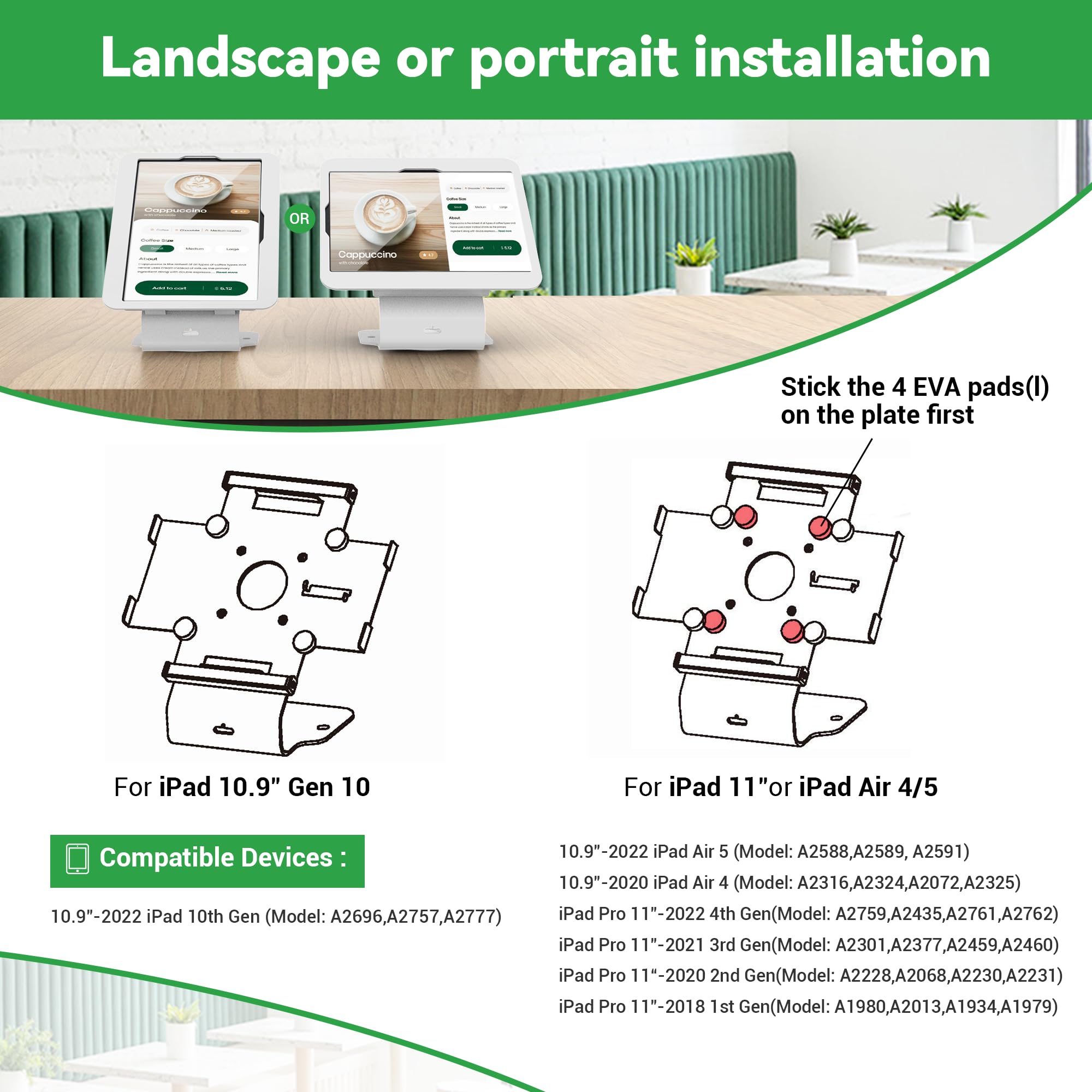 Pinikox Kiosk Pos Tablet Stand For Ipad 10 Gen 10.9 Inch, Ipad Air 4 5 10.9'', Ipad Pro 11'' 1St 2Nd 3Rd 4Th Gen., Ipad Air 11''