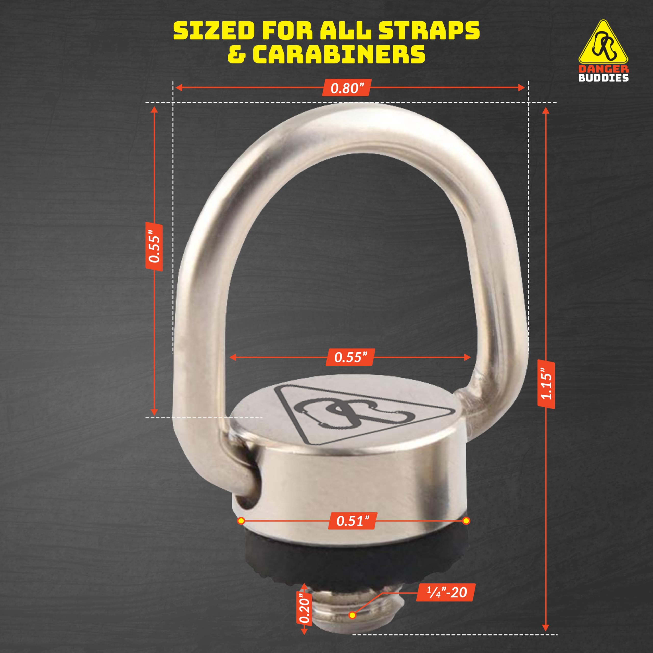 Danger Buddies Camera Carabiner Clip D-Ring - Easily Attach A Carabiner To Your Camera With This 1/4-20 Tripod Mount D-Ring (3-P