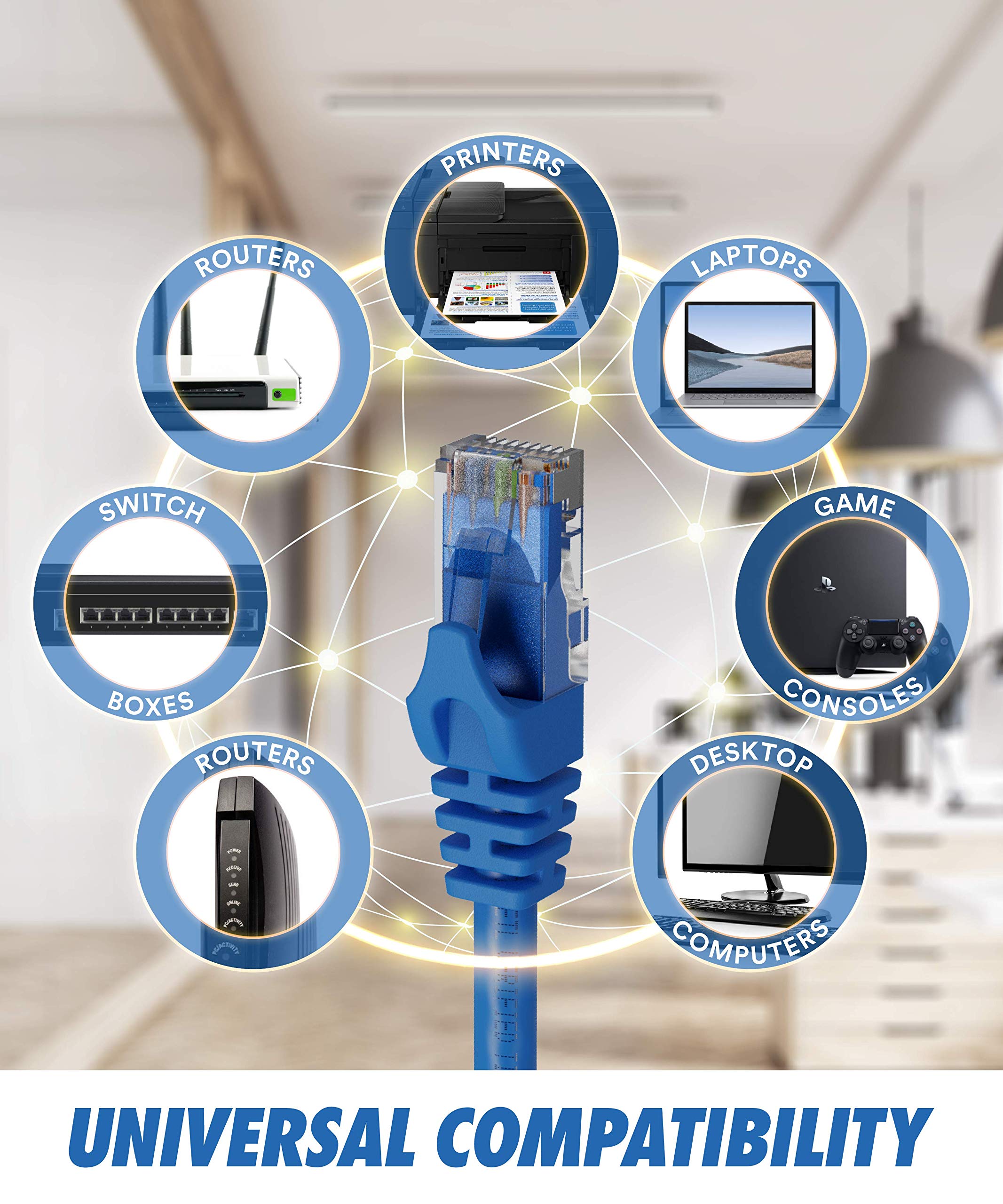 Ultra Clarity Cables Cat 6 Ethernet Cable 100 Ft, Outdoor&Indoor 10Gbps Ethernet Cable, High Speed Cat6 Cable Rj45 Lan Internet