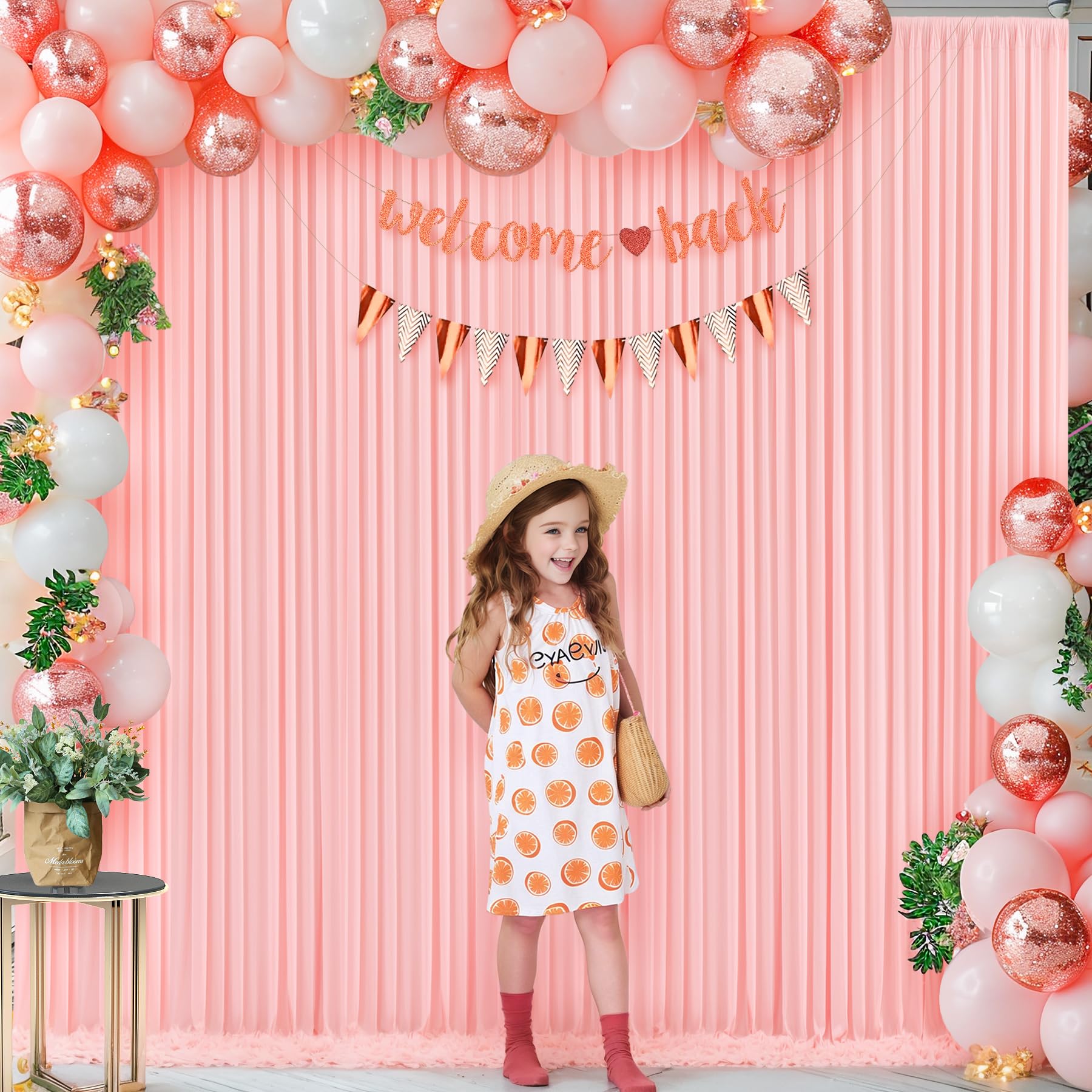 4 Panels Blush Pink Backdrop Curtain For Parties Baby Shower Wrinkle Free Pink Photo Curtains Backdrop Drapes Fabric Decoration