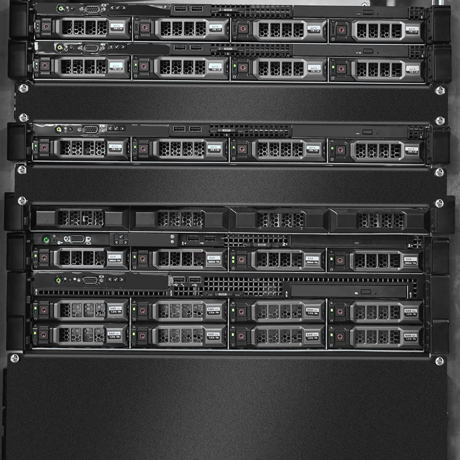 4 Pack 1U/2U/3U/4U Blank Panel 1U Blanking Panel Metal Disassembled Blank Panel Rack Mount Filler Panel For Server Rack Enclosur