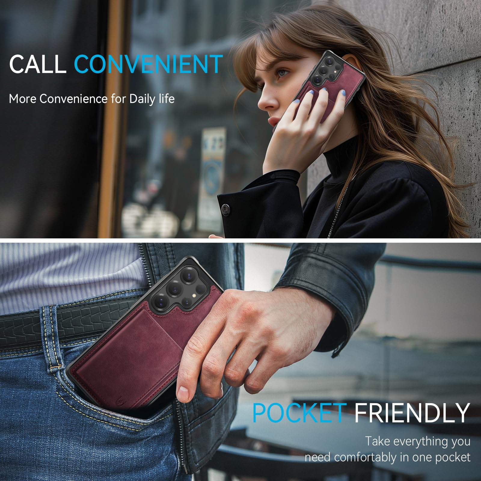 Usroom Compatible With Magsafe For Samsung Galaxy S25 Ultra Wallet Case Magnetic Card Holder, Rfid Blocking Detachable Kickstand