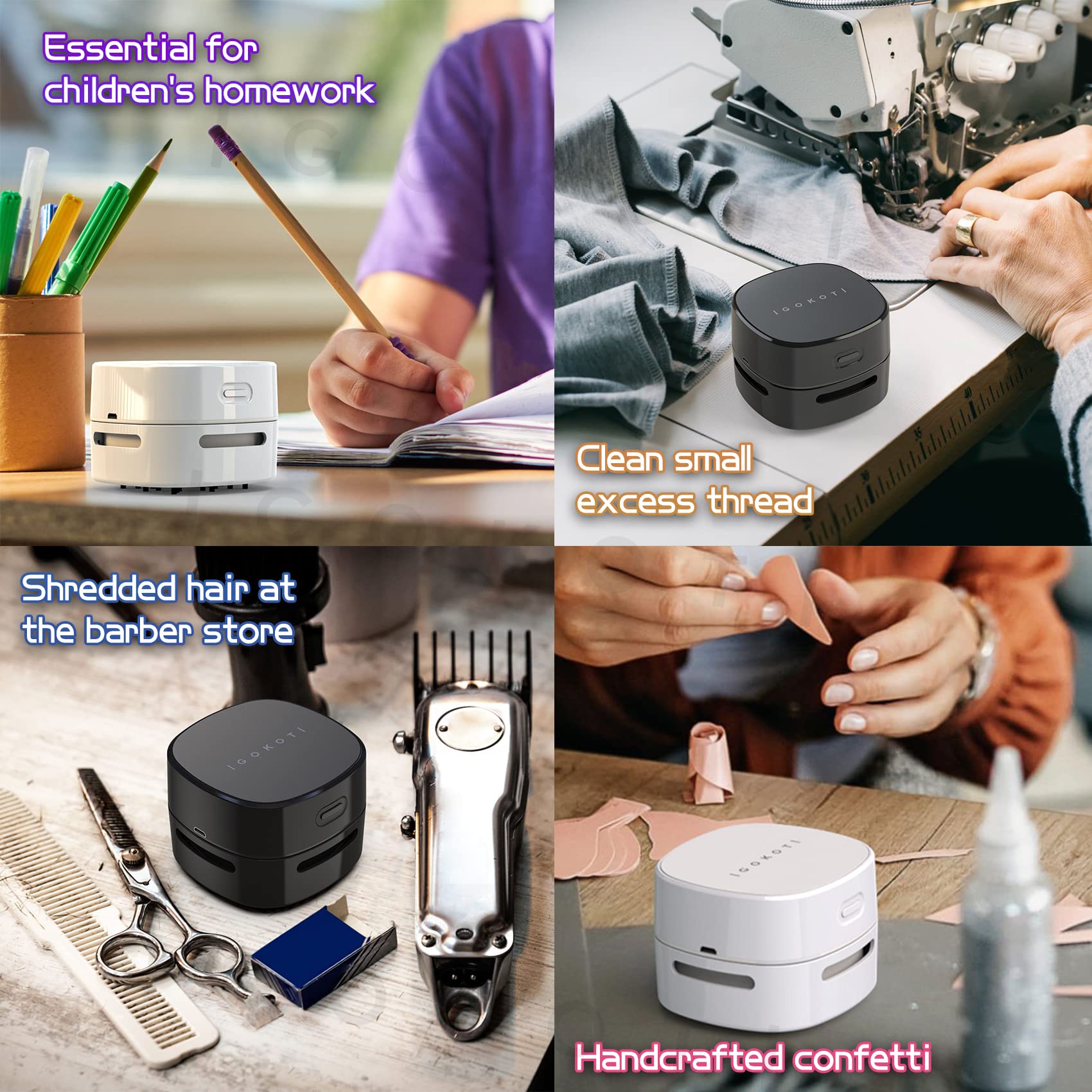 Igokoti Desktop Vacuum Cleaner Mini Tabletop Dust Sweeper Rechargeable Small Energy Saving High Endurance,Cordless 360 Rotatable