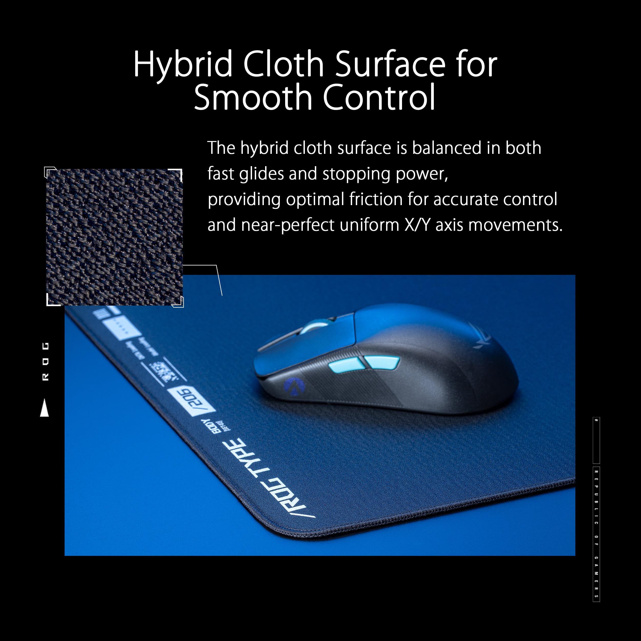 Asus Rog Hone Ace Xxl Gaming Mouse Pad, High-Density Memory Foam Base, Hybrid Cloth Material, 400 X 900 X 3 Mm, Esports & Fps Ga