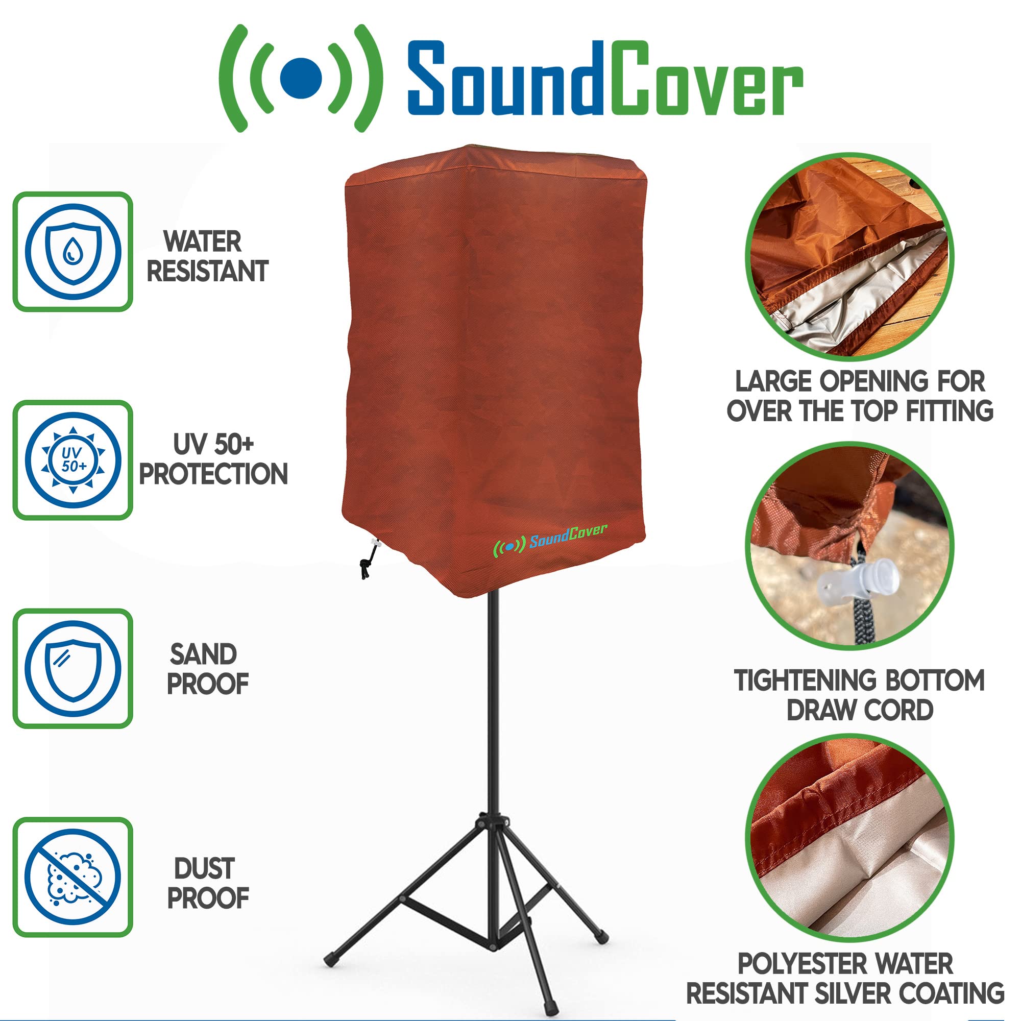8 Inch Pa/Dj Lightweight Powered Speaker Cover Bag In Brown For Stand Mounted Speakers   Over The Top Fit, Water Resistant (Not