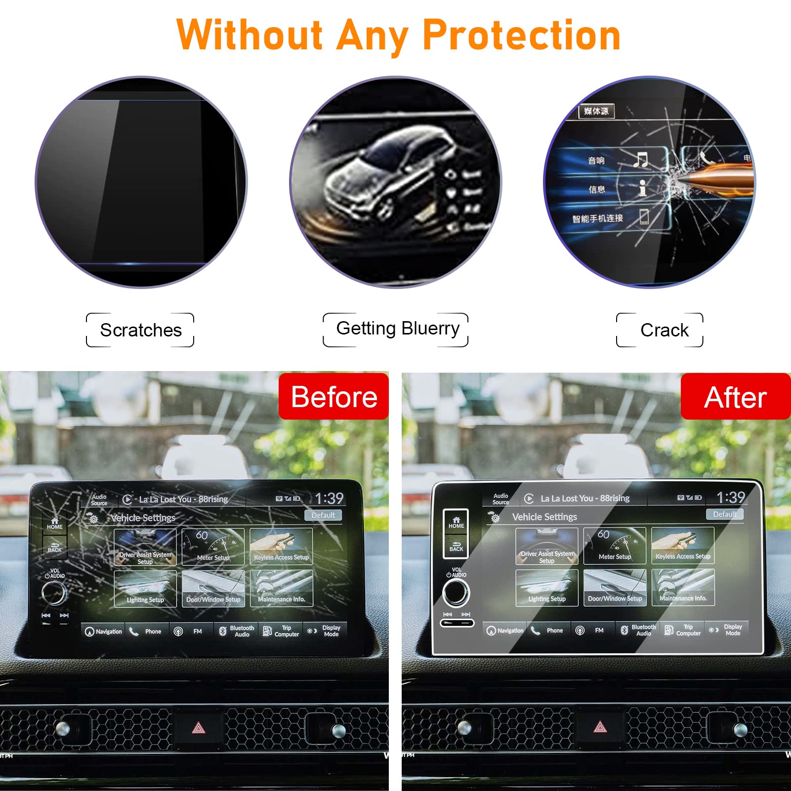 Yumzeco Compatible With 2022 2023 2024 Honda Civic Screen Protector 2023 2024 Crv Hrv Pilot Integra 9Inch,Tempered Glass Screen