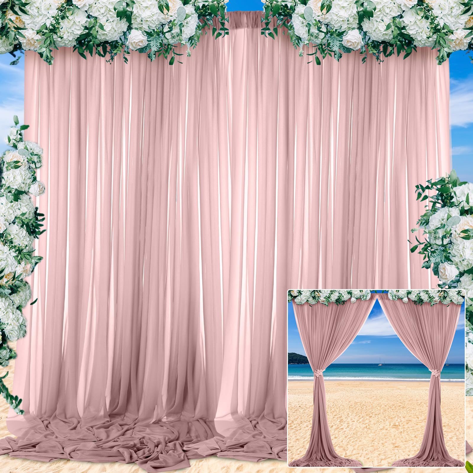Bbto 2 Panels Dusty Rose Backdrop Curtains For Parties Wedding Pink Backdrop Curtains Polyester Wrinkle Free Window Curtains For