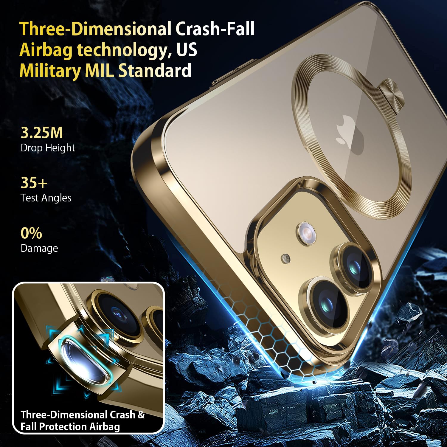 Tlikemiss [Cd Ring Compatible With Magsafe Invisible Stand] Magnetic For Iphone 12 Mini Case, [Electroplated Bumper Non Yellowin