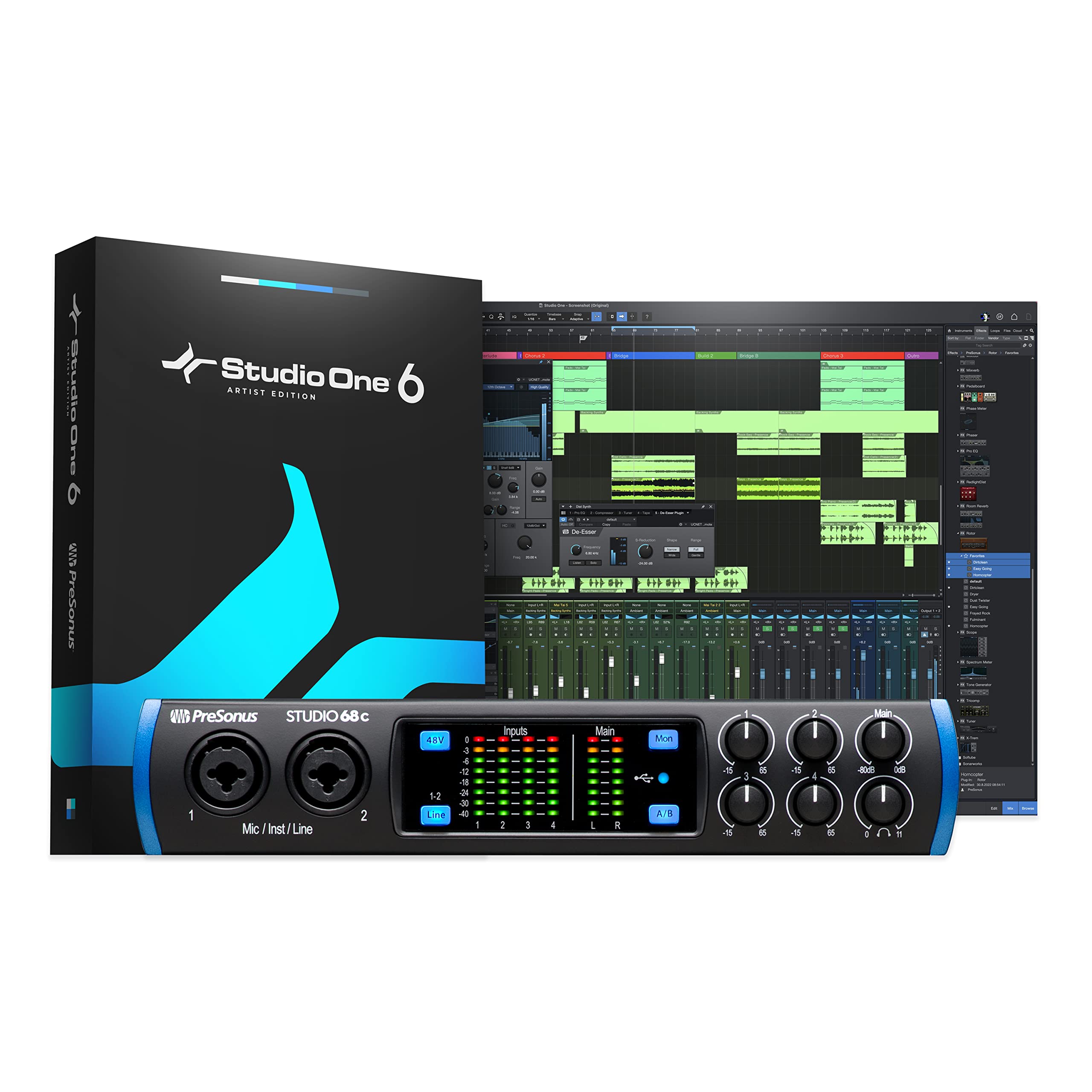 Presonus Studio 68C 6X6, 192 Khz, Usb Audio Interface With Studio One Artist And Ableton Live Lite Daw Recording Software