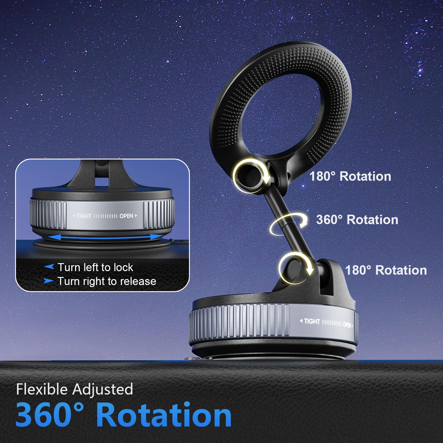 Yiernuo Magnetic Car Mount,Ultra Magnetic 360 Degree Rotation Dashboard Car Phone Holder,Car Accessories For Iphone,Gifts For Me