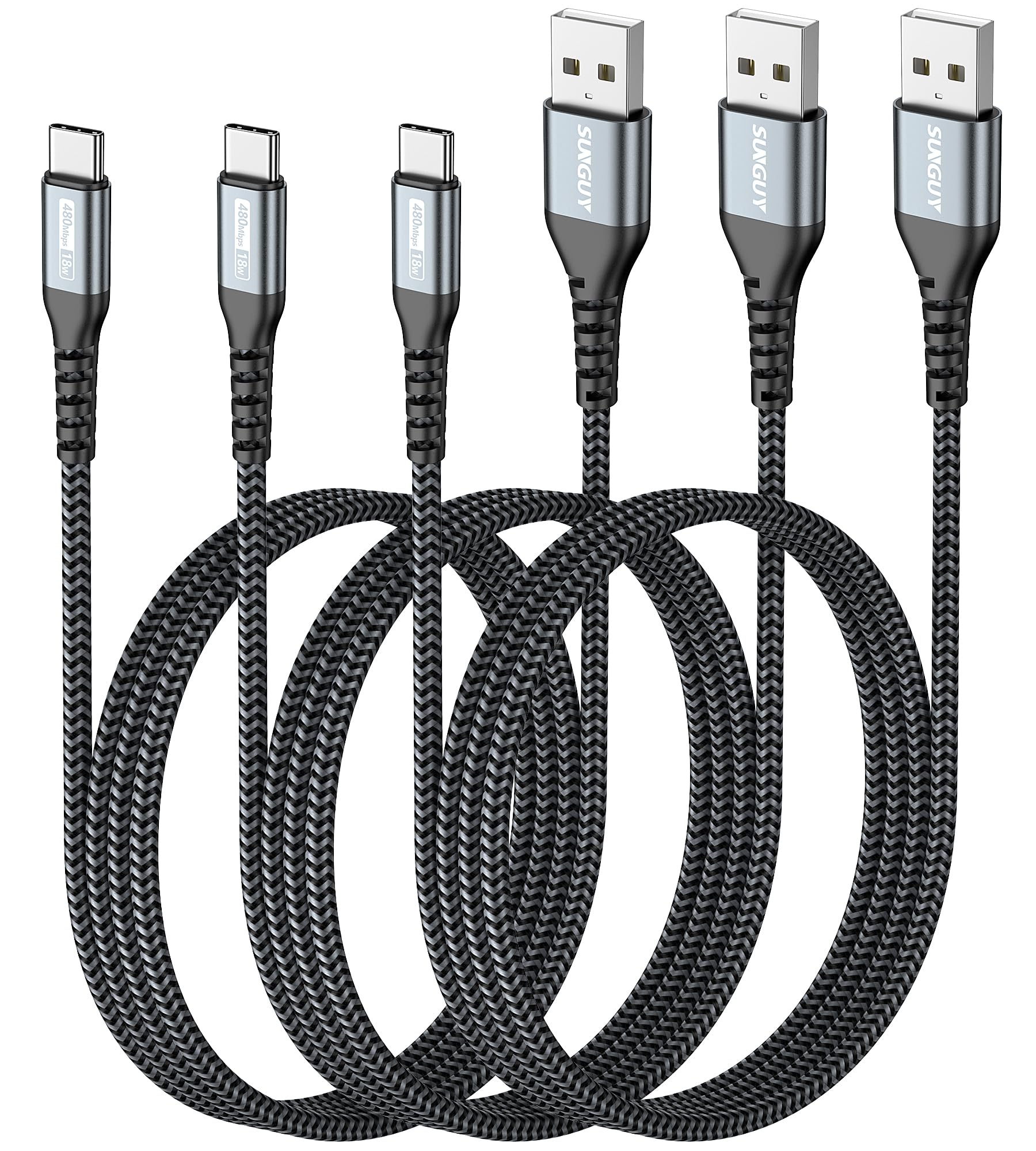 Sunguy Usb C Cable 3Ft [3Pack] 3A Usb To Usb C Cable Fast Charging Data Sync Braided Compatible With Iphone15/15Pro/15Promax/15P
