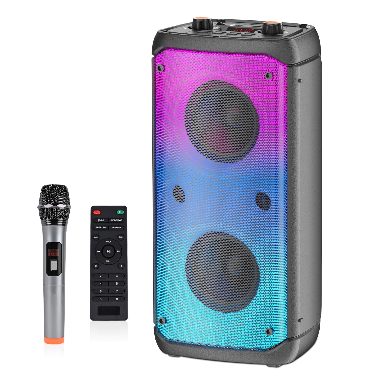 Tamproad Bluetooth Speaker, 80W Peak Wireless Tws Portable Outdoor Party Speakers With Subwoofer, Deep Bass, Led Colorful Lights