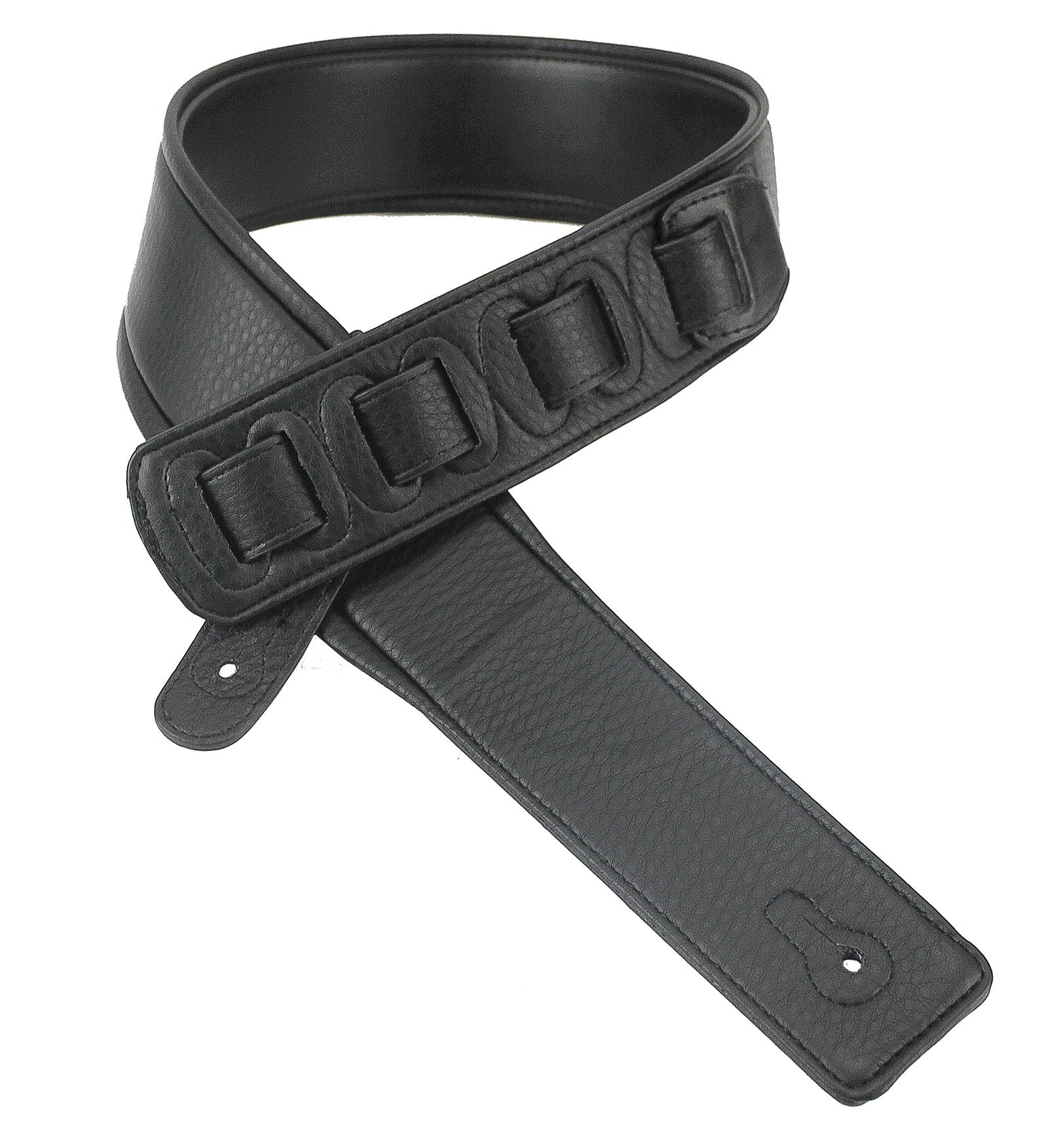 Walker & Williams G 918 Handmade Natural Finish Black Leather Padded Guitar Strap For Acoustic, Electric, And Bass Guitars