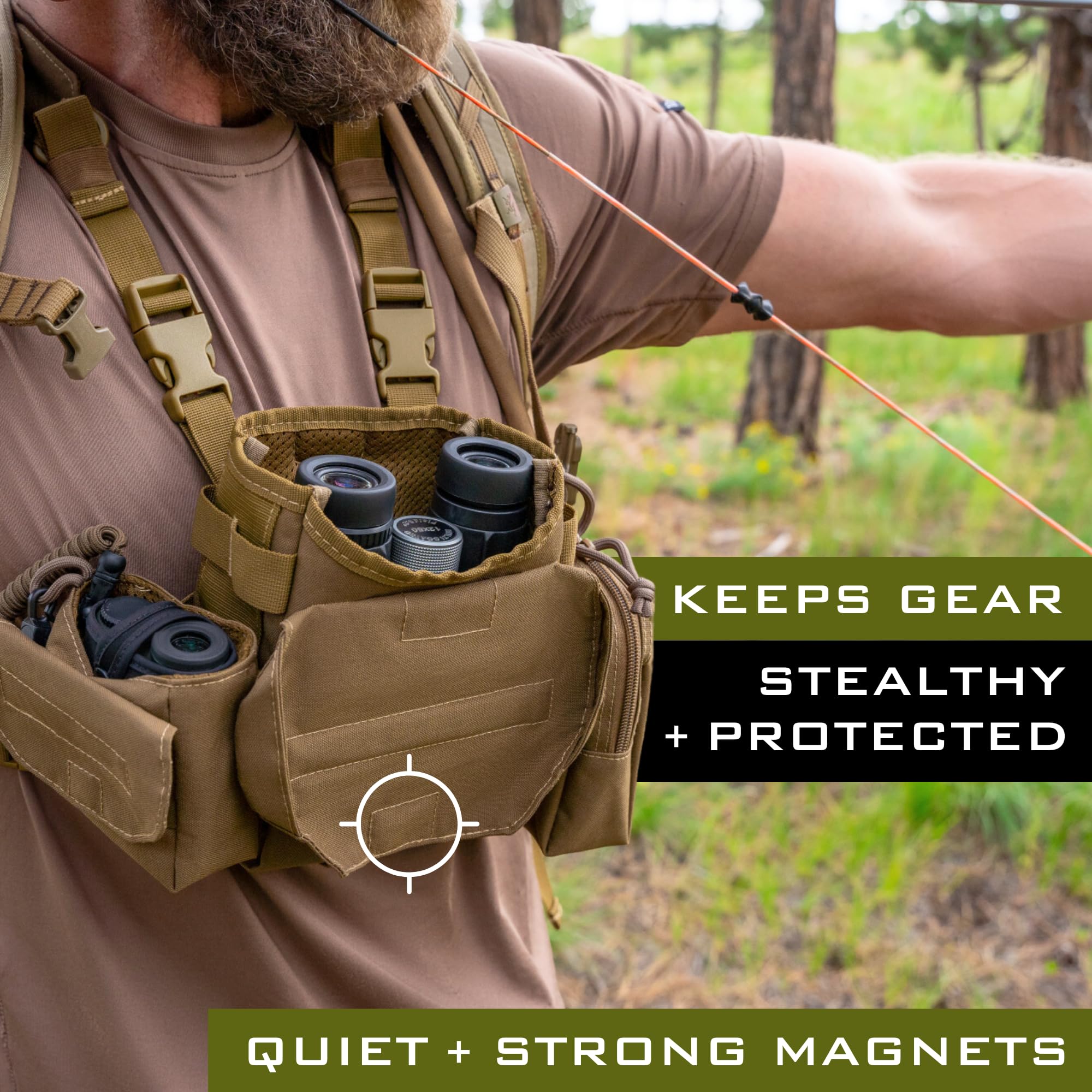 Lone Trail Binocular Harness Chest Pack, Bino Harness With Rangefinder Pouch, Binocular Case, Hunting Binoculars With Chest Harn