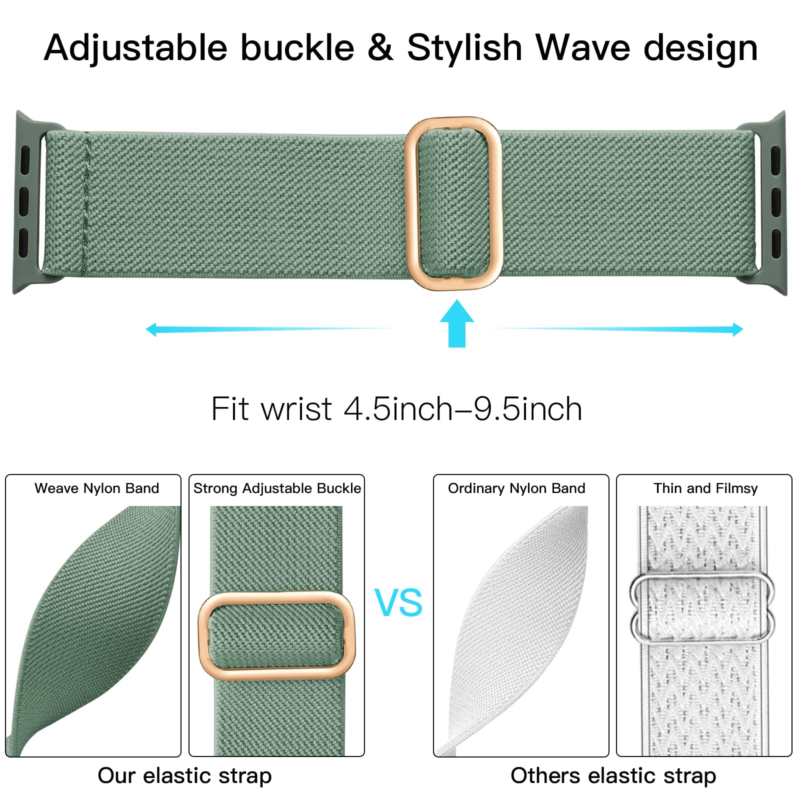 Lerobo Stretchy Nylon Band Compatible With Apple Watch 40Mm 38Mm Se Series 10 9 41Mm 46Mm For Women Men Elastic Band For Apple W