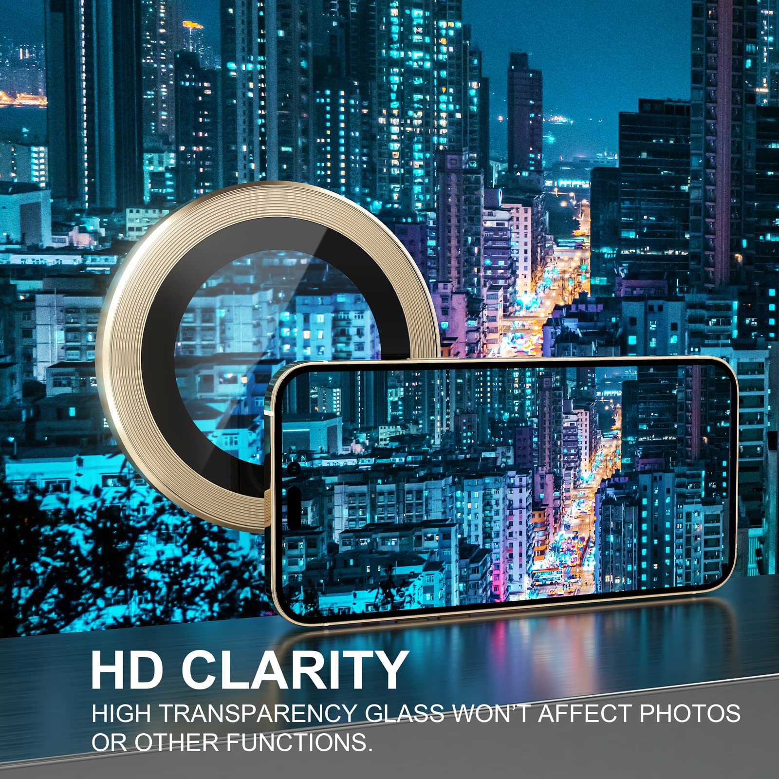 Choiche [3+1 For Iphone 14 Pro/Iphone 14 Pro Max Camera Lens Protector, 9H Tempered Glass Camera Cover Screen Protector Metal Ri