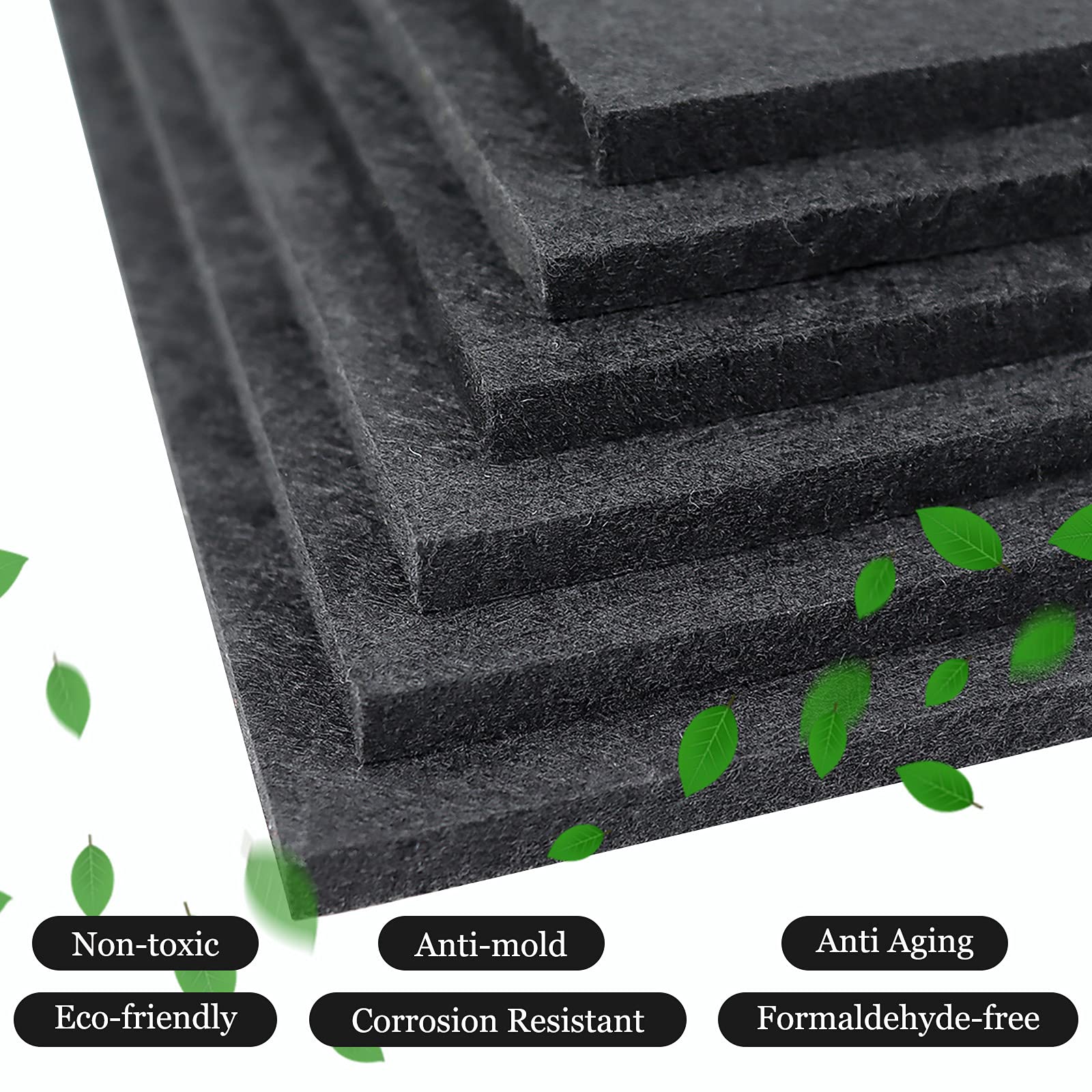 Bxi Sound Absorber, 12 X 12 X 3/8 Inches 16Pcs High Density Acoustic Absorption Panel, Sound Absorbing Panels Reduce Echo Reverb