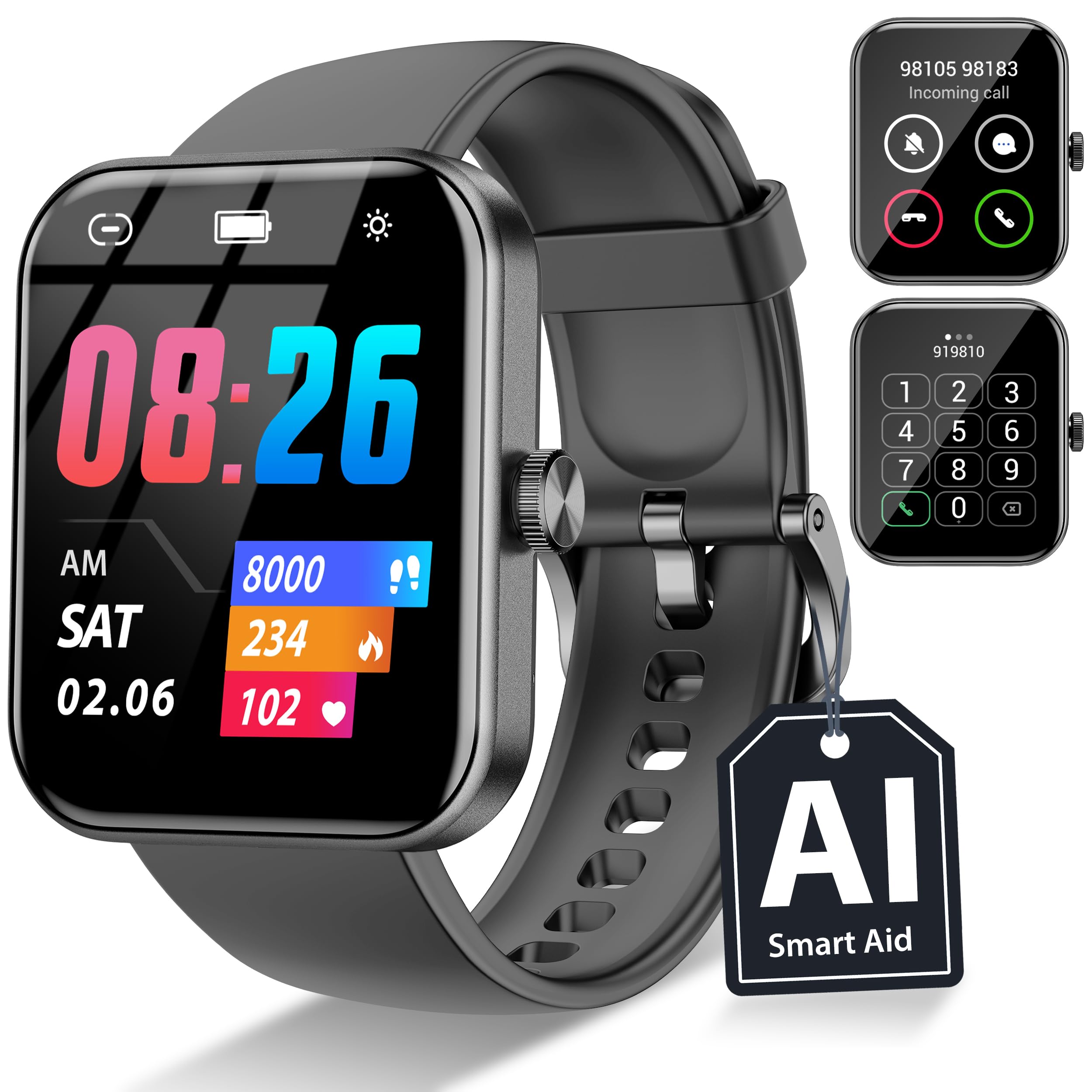 YTE PRO Smart Watch for Women Men, 1.83HD Fitness Watch with Heart Rate/Blood Oxygen Monitor/Sleep Monitor, IP68 Silicone Smar